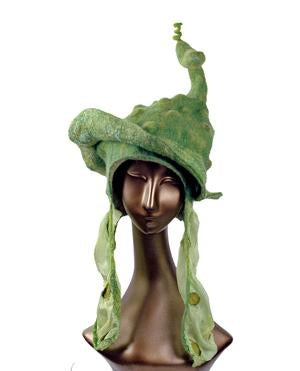 Unique Felted Pickle Hat with Earflaps