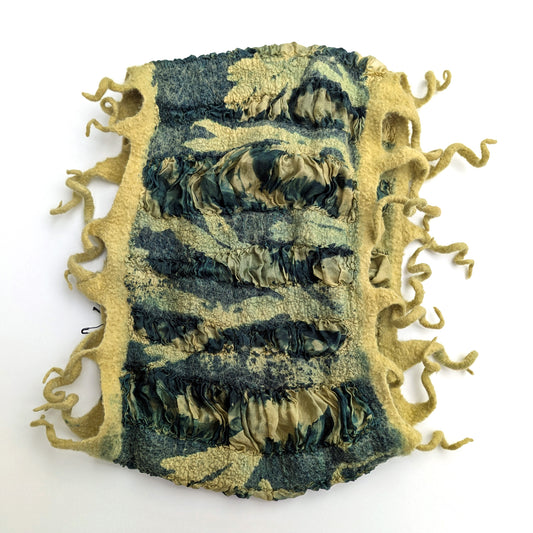 Nunofelted Cowl - Cyanotype Printed - Dyed with Dyers' Camomille