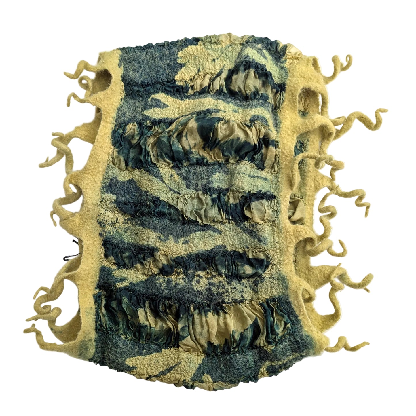 Nunofelted Cowl - Cyanotype Printed - Dyed with Dyers' Camomille