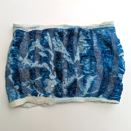 Dark Blue cowl with white seaweed pattern - slightly smaller than other cowl.