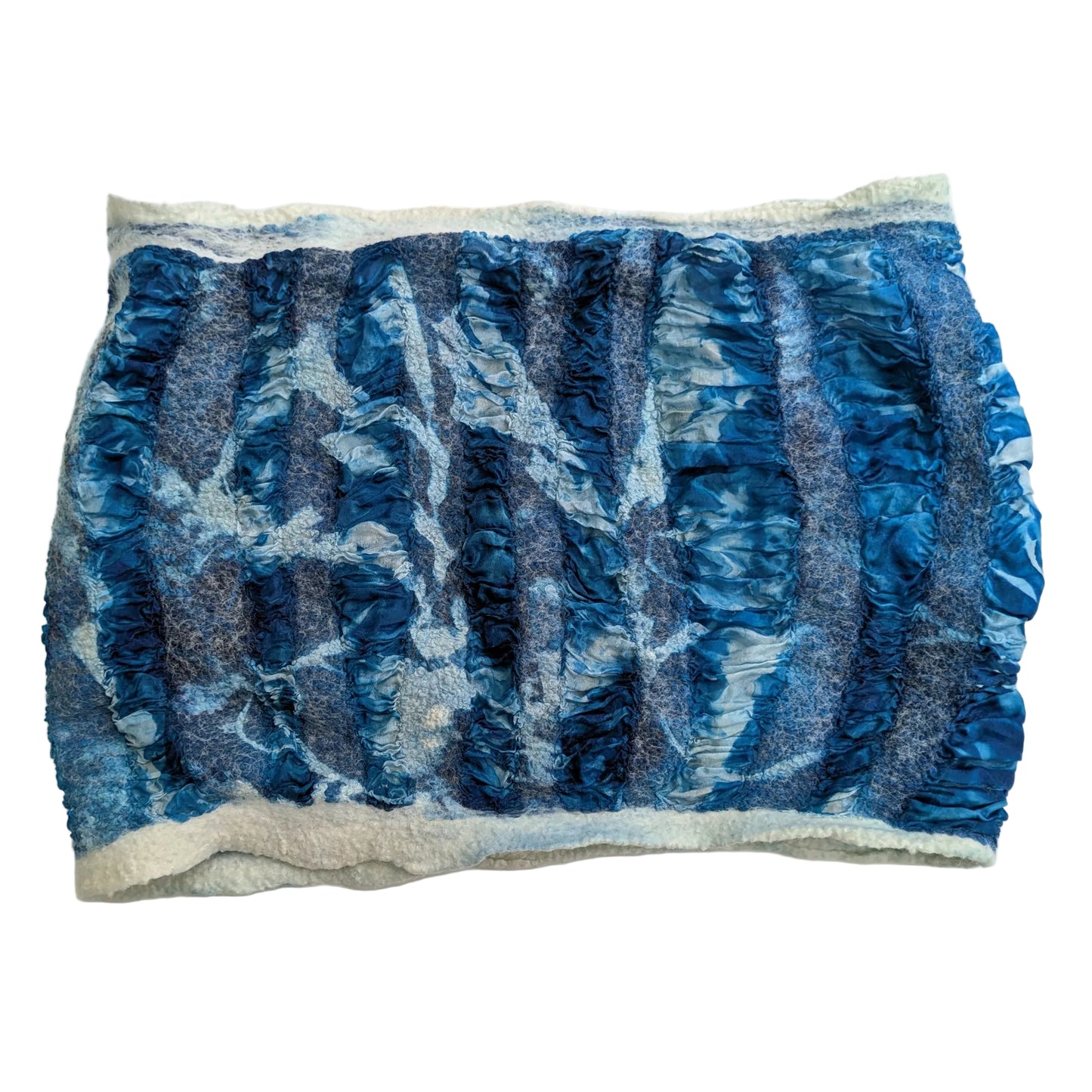 Dark Blue cowl with white seaweed pattern - slightly smaller than other cowl.