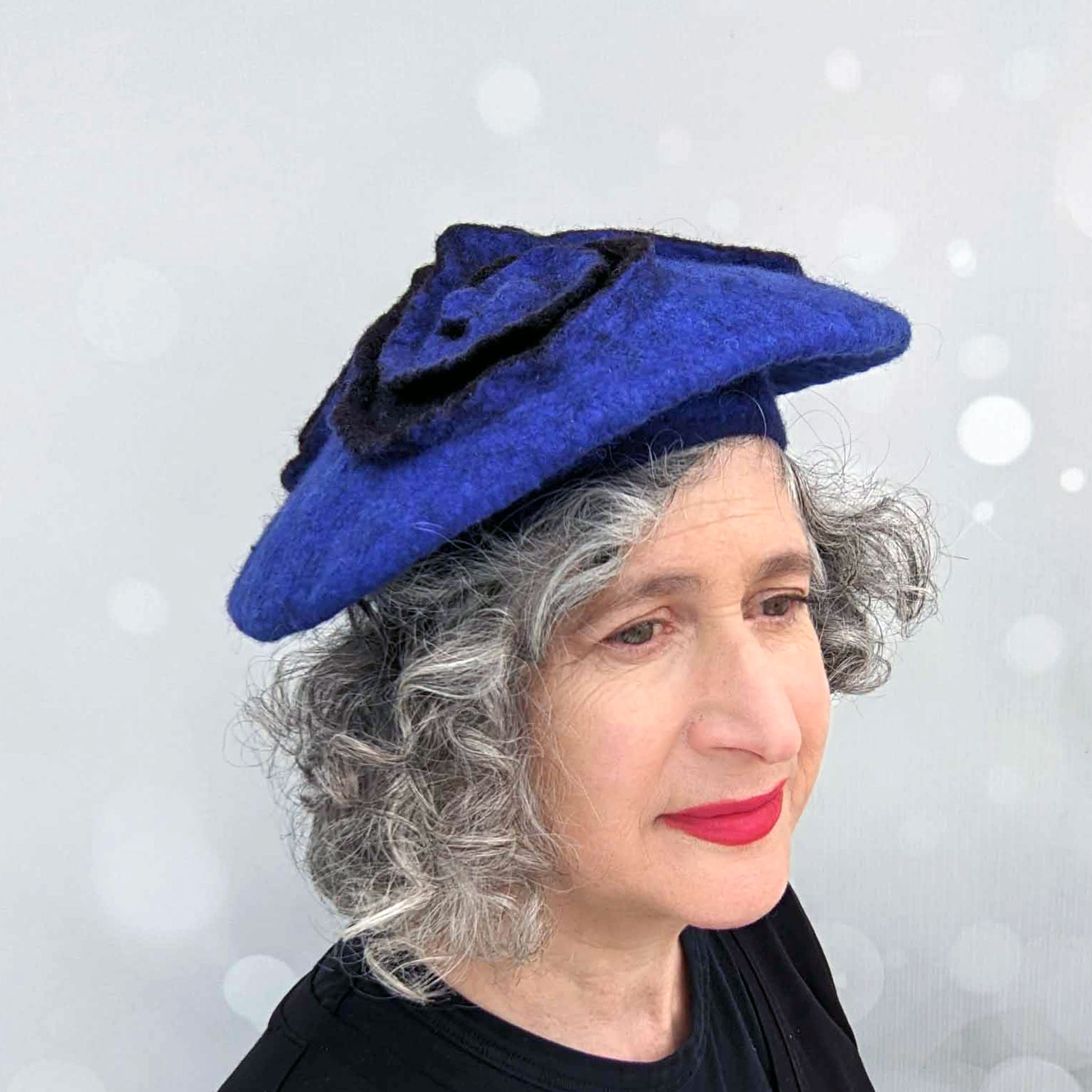 Blue Beret with Triskele Motif - Extra Small Size - threequarters view