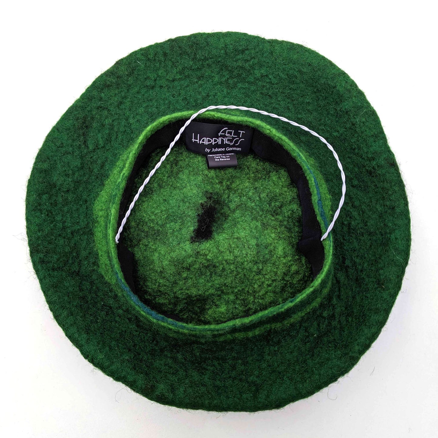 Green Triskel Fascinator Beret - inside view