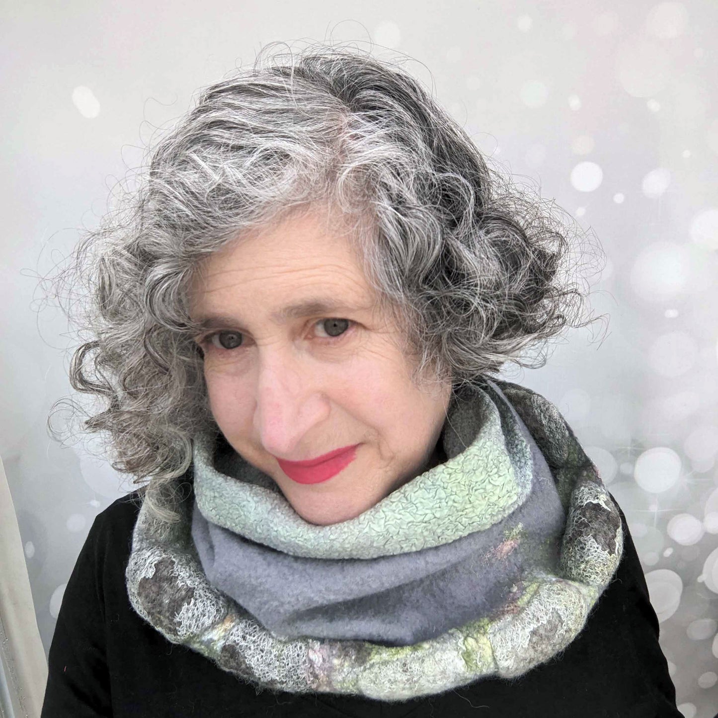 Nunofelted Cowl Inspired by Irish Walls - front view