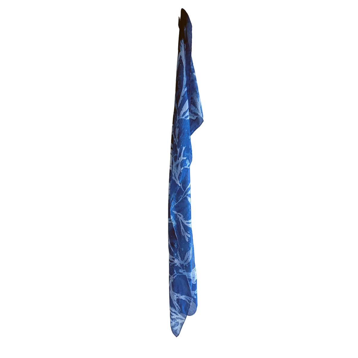 Silk Scarf with Seaweed Prints- Rectangular - Semi Sheer Fabric