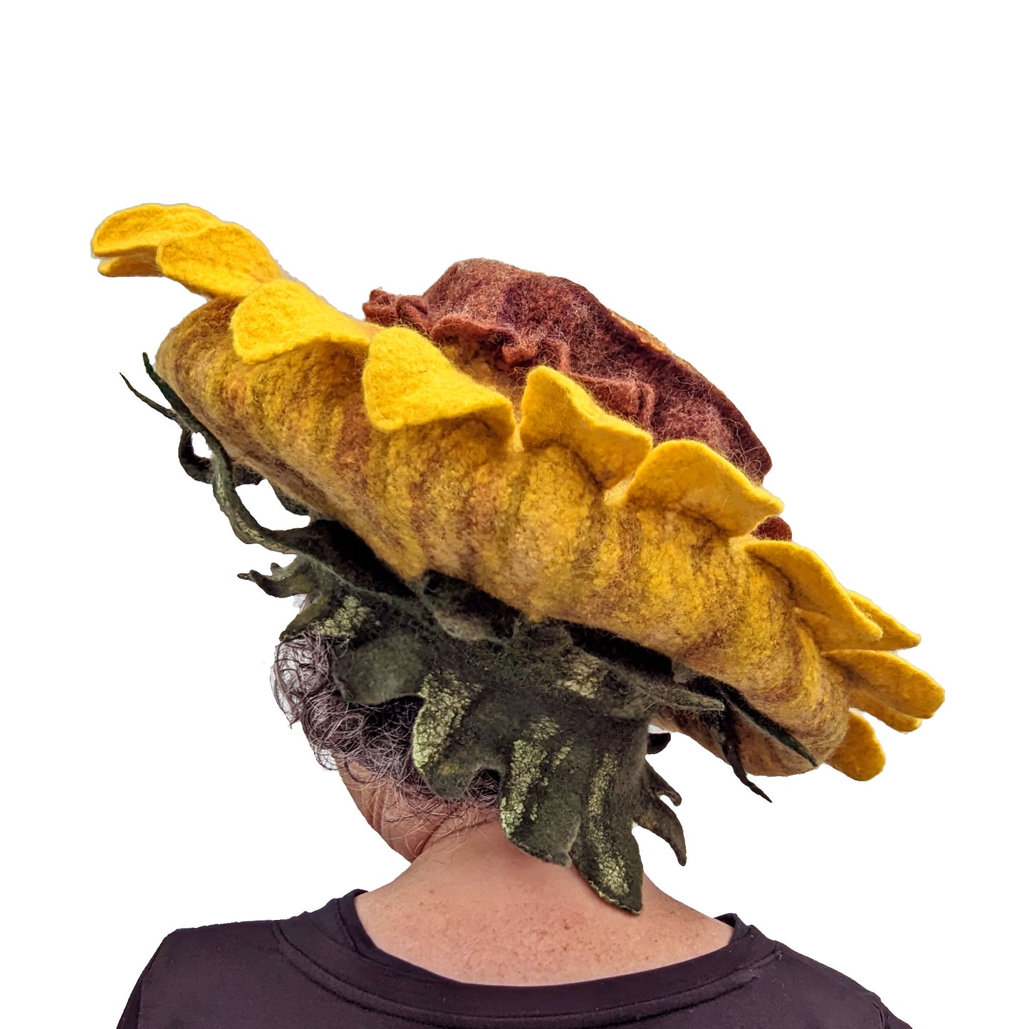 Wide Brimmed Sunflower Hat - backview