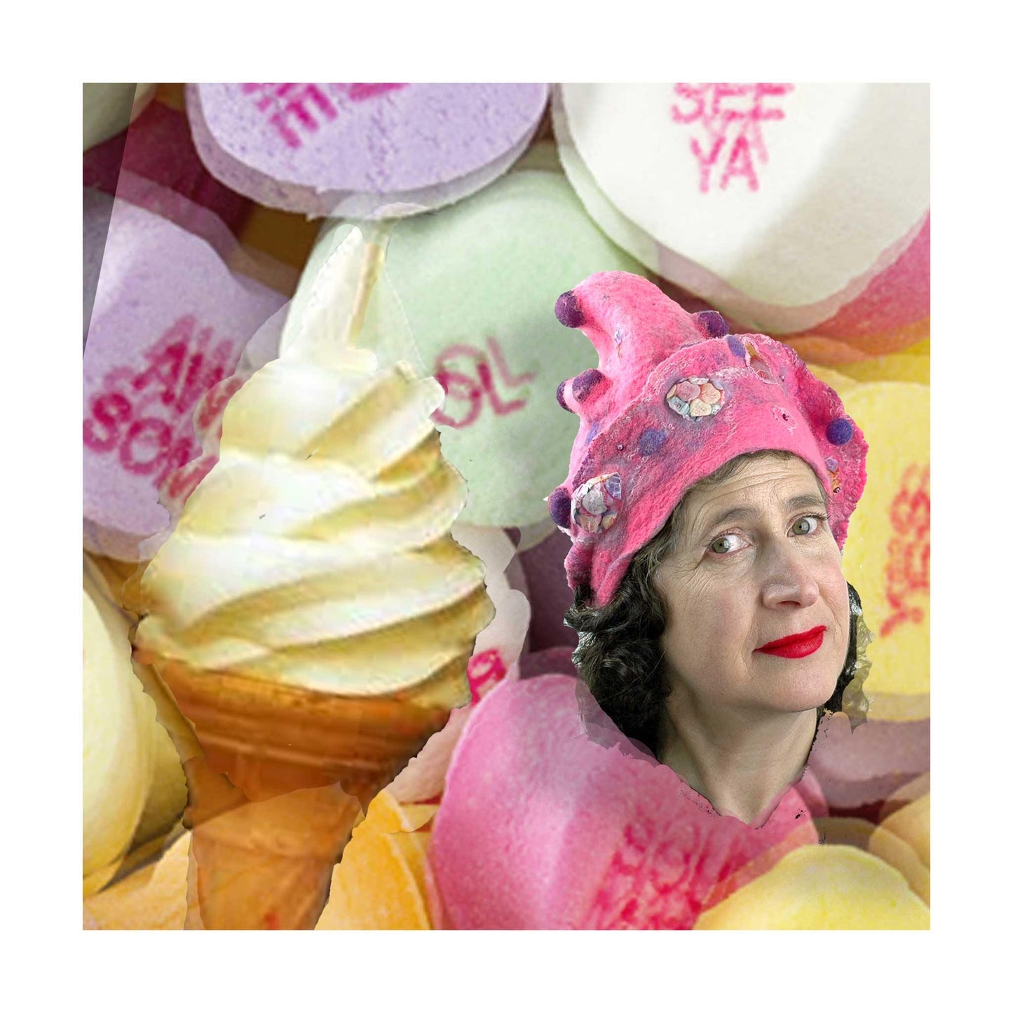 ~ Adopted ~ Hot Pink Conversation Hearts Hat