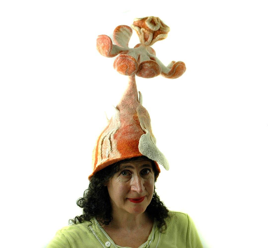 Orange Las Vegas Creamsicle Headdress with Giant Flower on Top