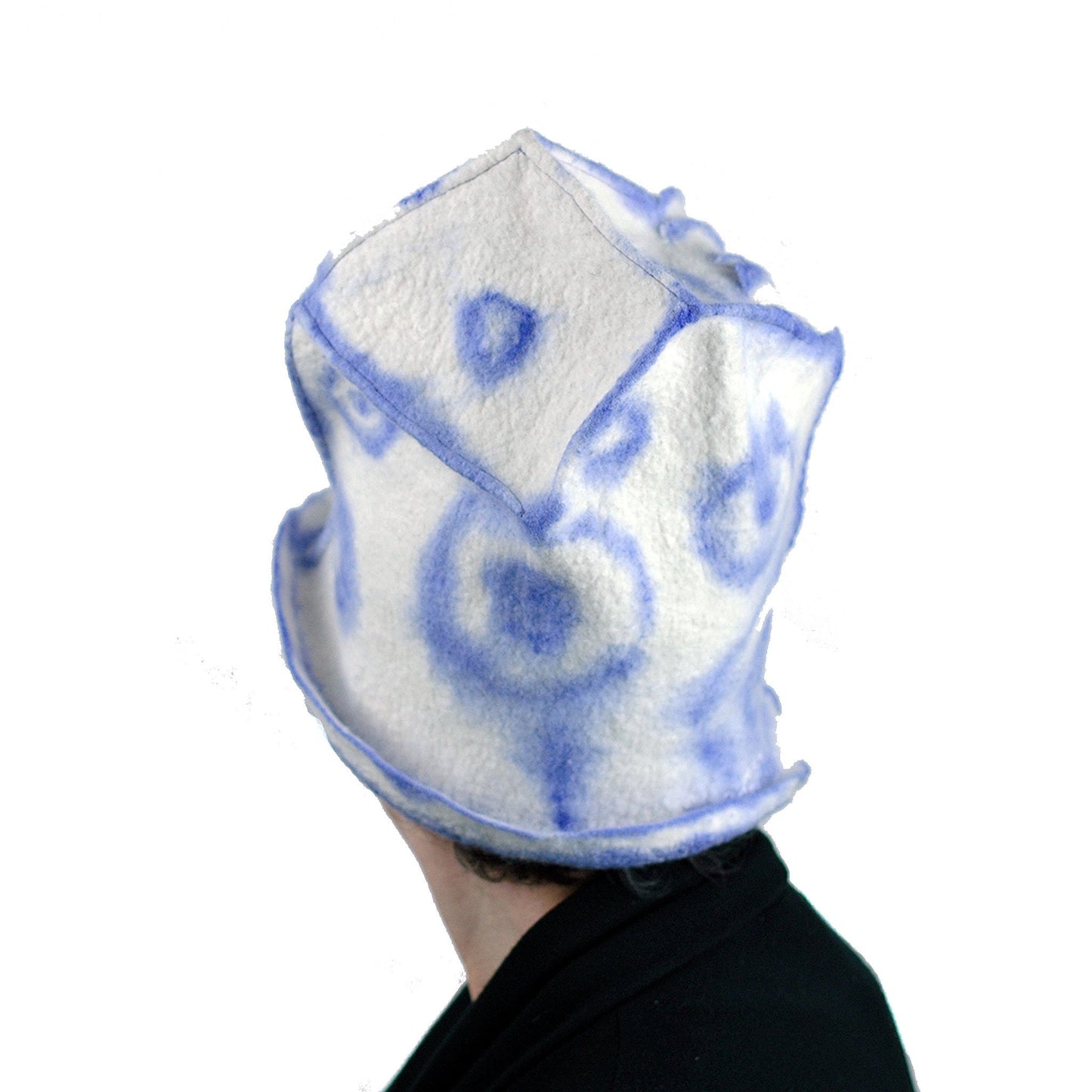 Architectural White Hat with Purple Drawing - back view