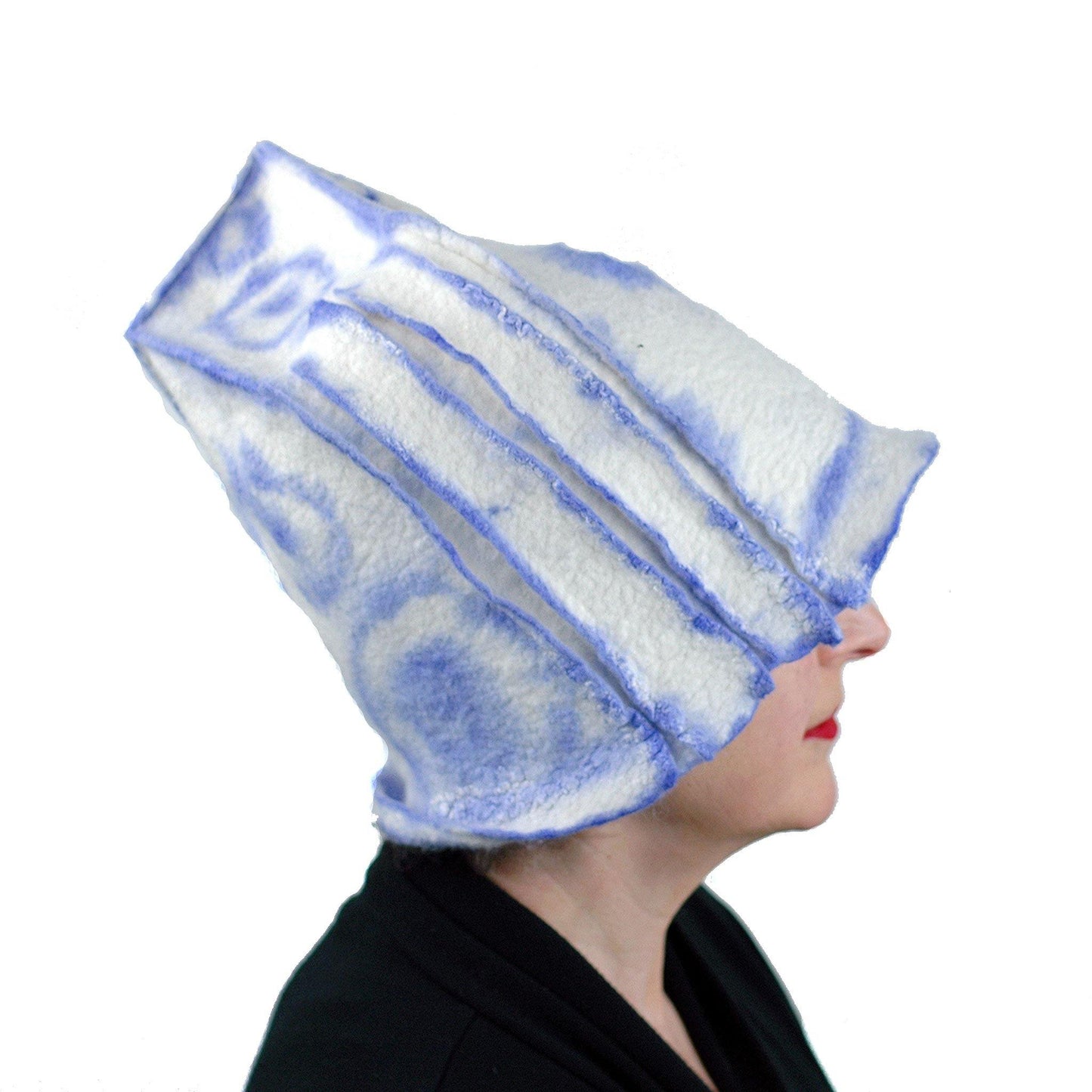 Architectural White Hat with Purple Drawing - side view