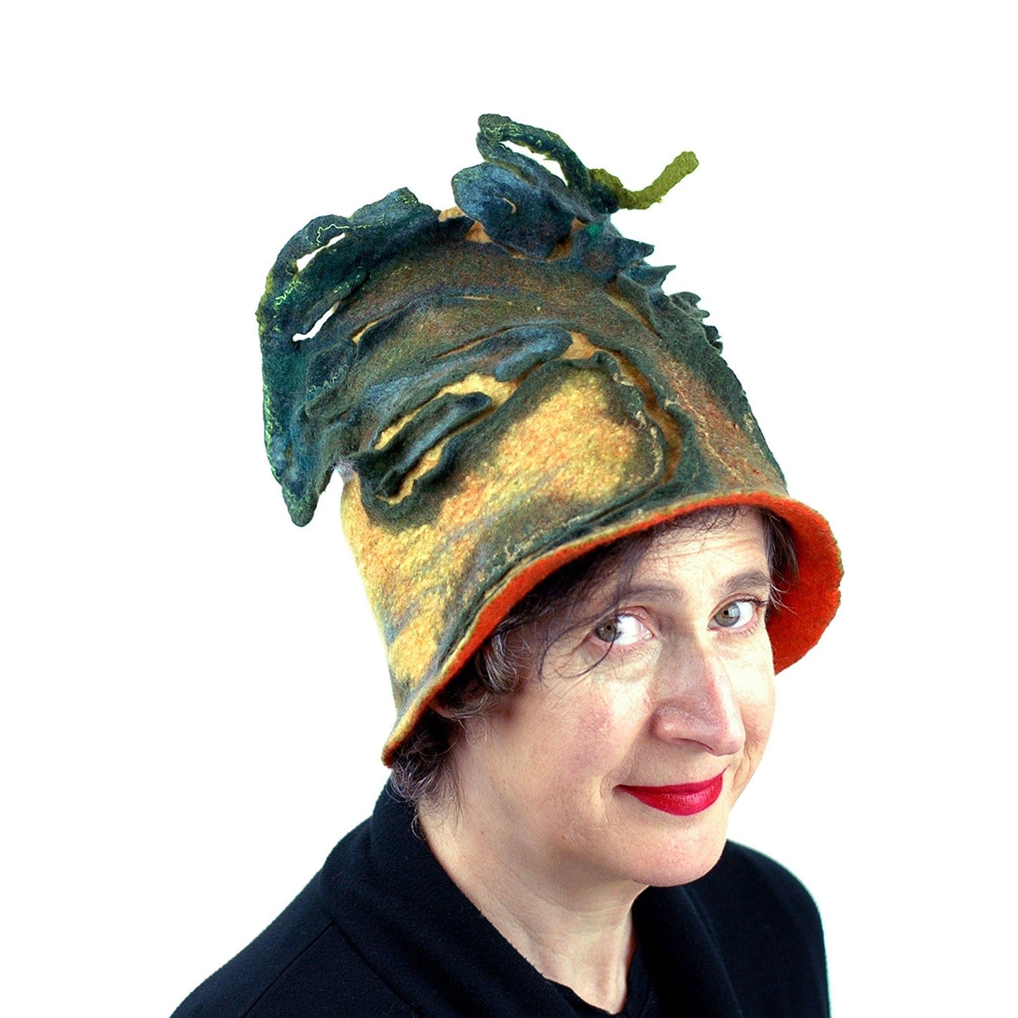 Big Tree Inspired Felted Hat - three quarters view