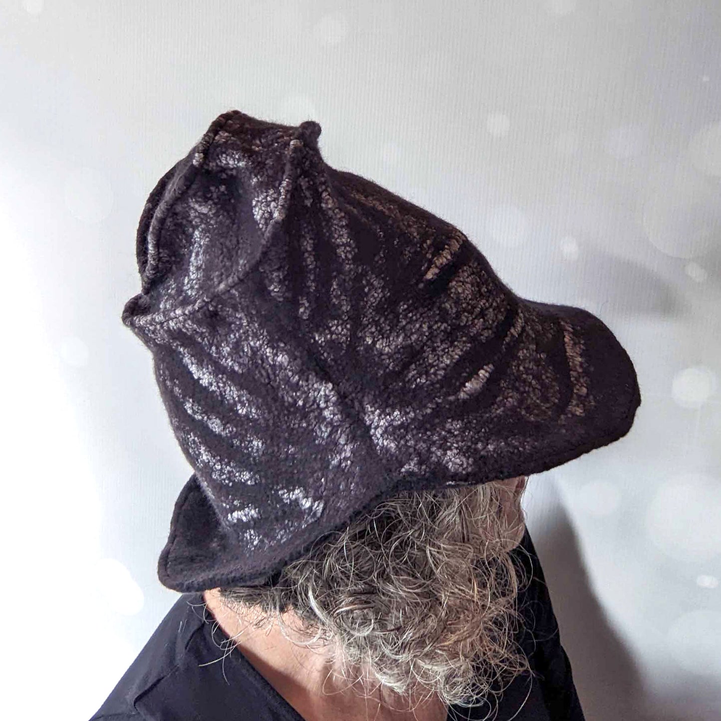 Black Nunofelted Western Style Hat - sideview