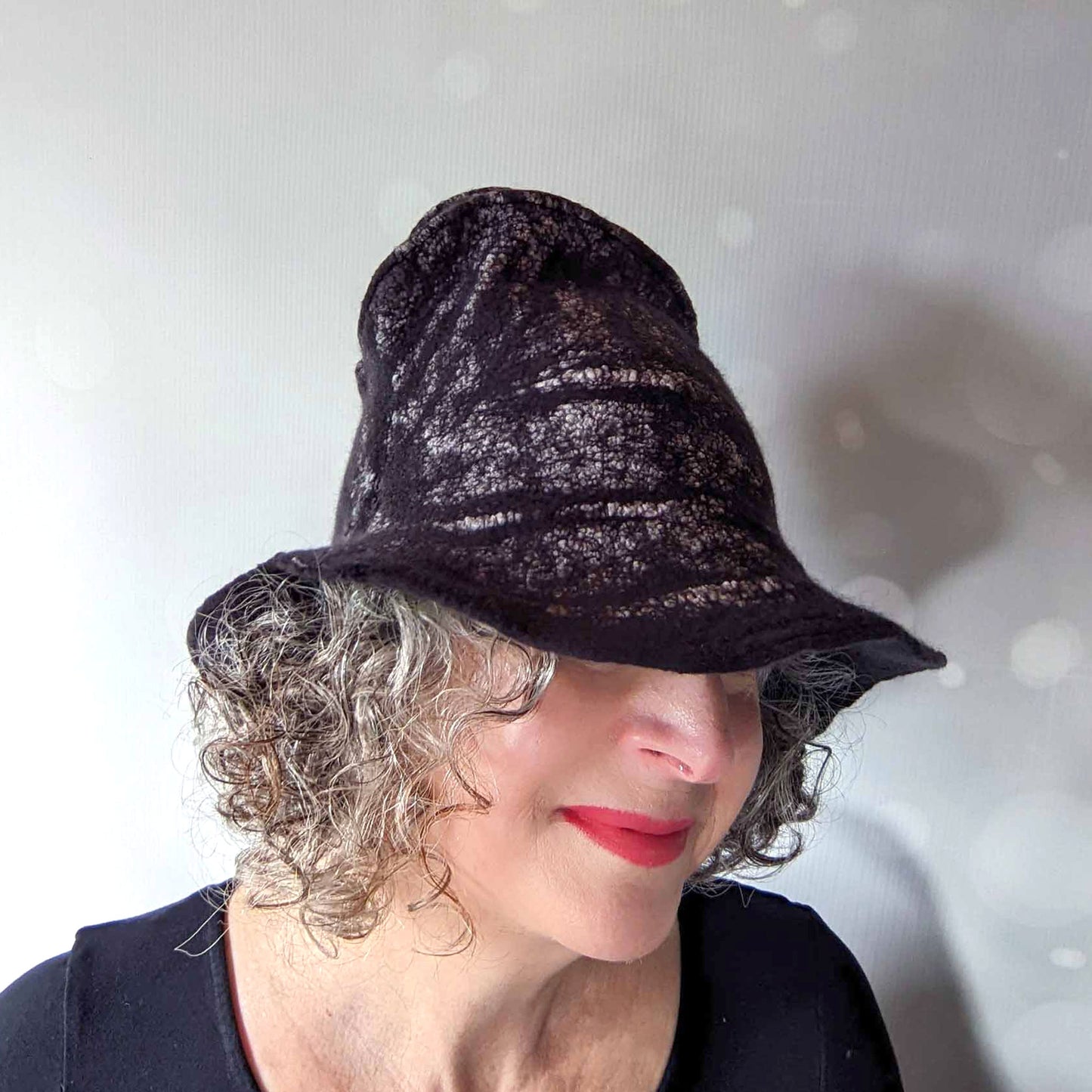 Black Nunofelted Western Style Hat - threequartersview