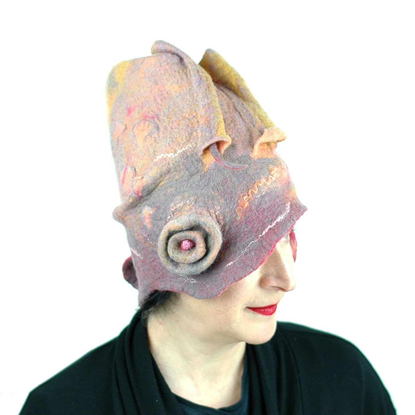 Burningman Inspired Felted Hat - three quarters view