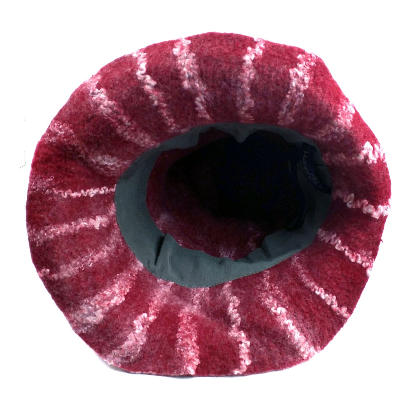 Candycane Witch Hat in Red and White Stripes - inside view