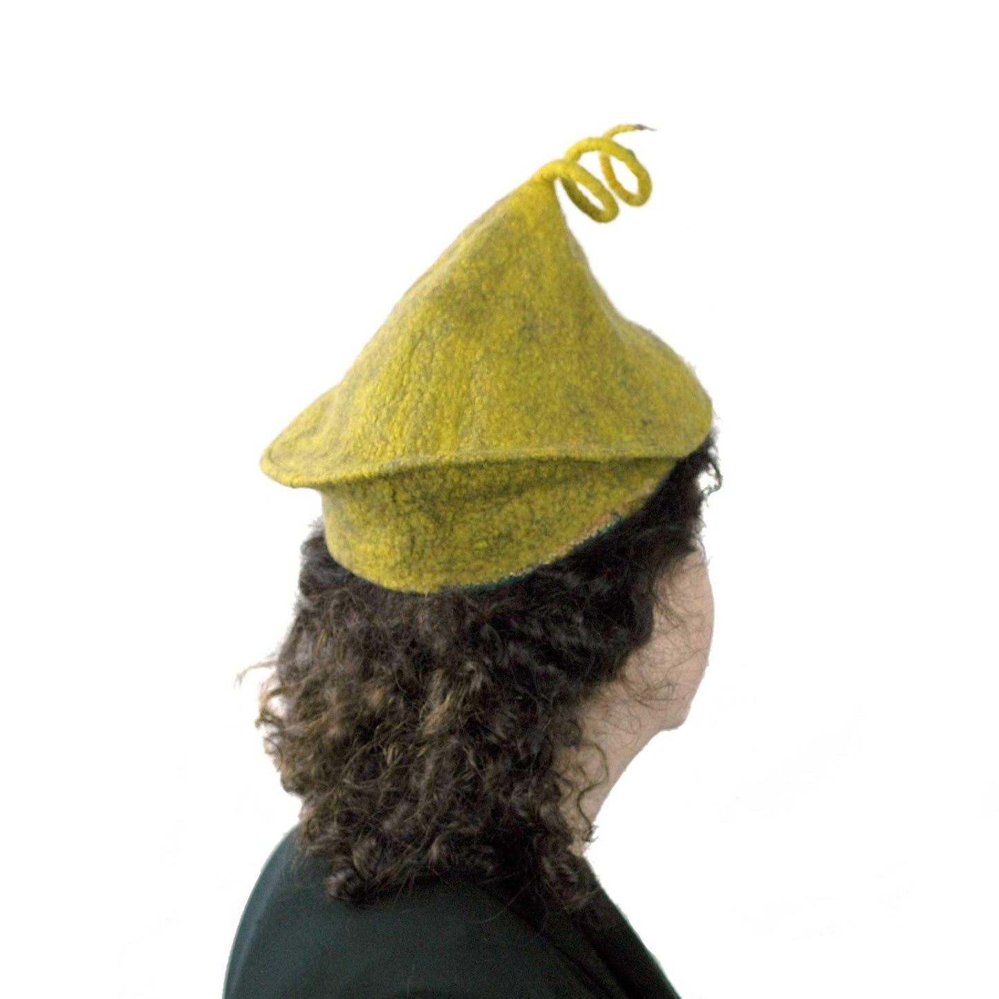 Curlicue Beret in Mustard Yellow - back view