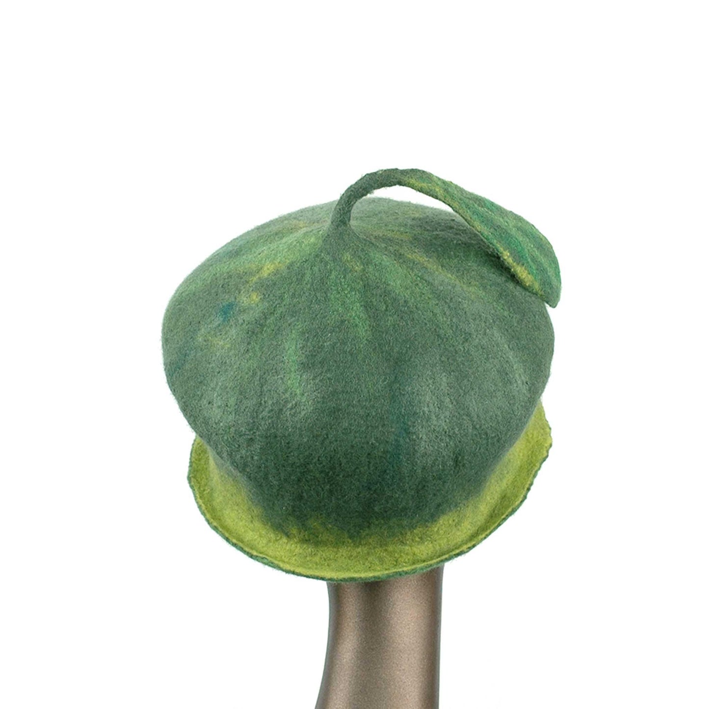 Custom Green Leaf Felted Hat - back view