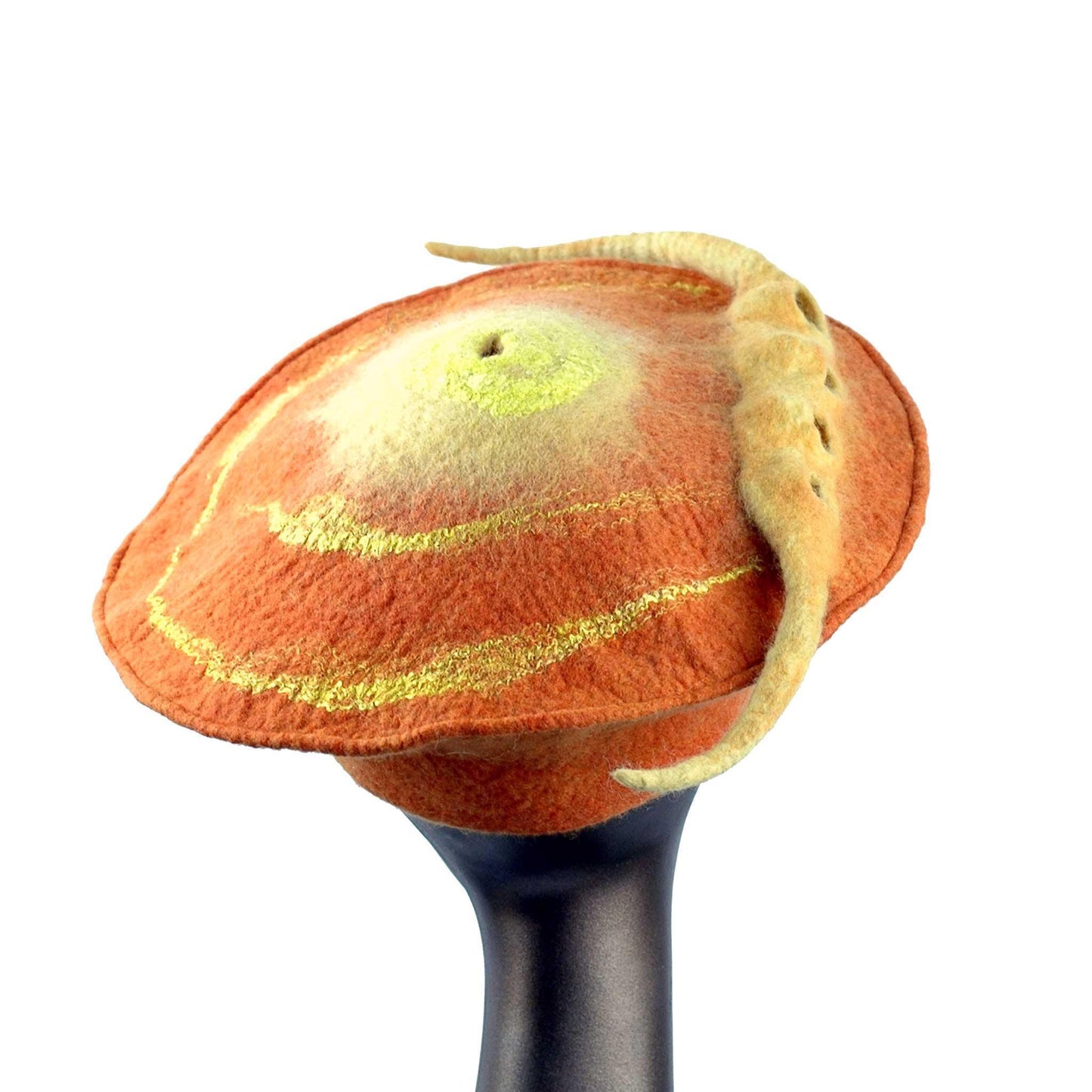 Custom Orange Seedpod Beret - back view