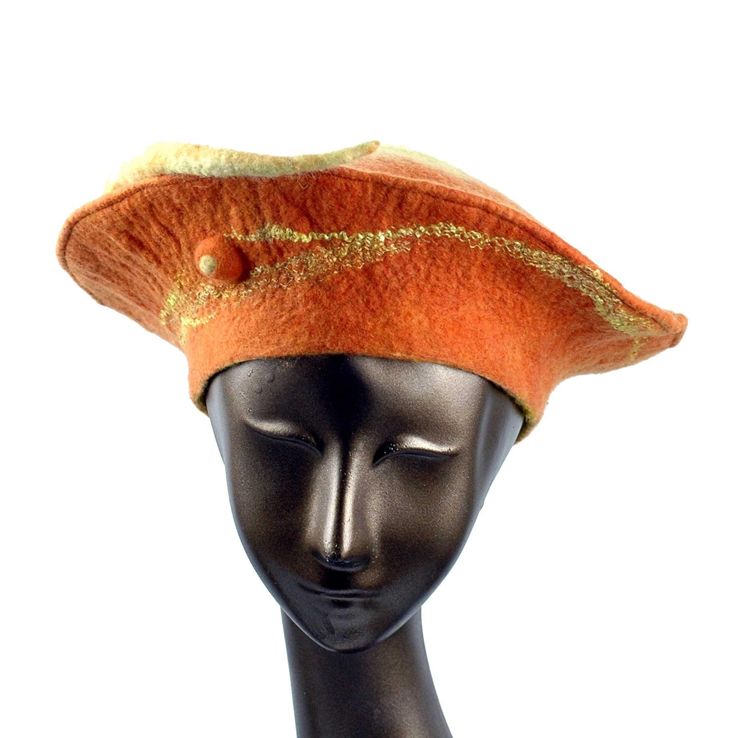 Custom Orange Seedpod Beret - front view