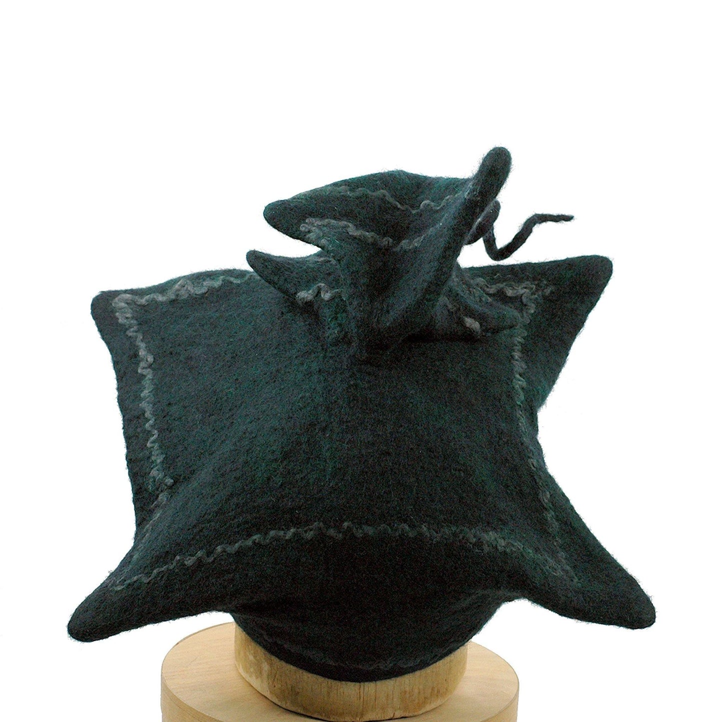 Custom Pagoda Hat in Black and Green - back view