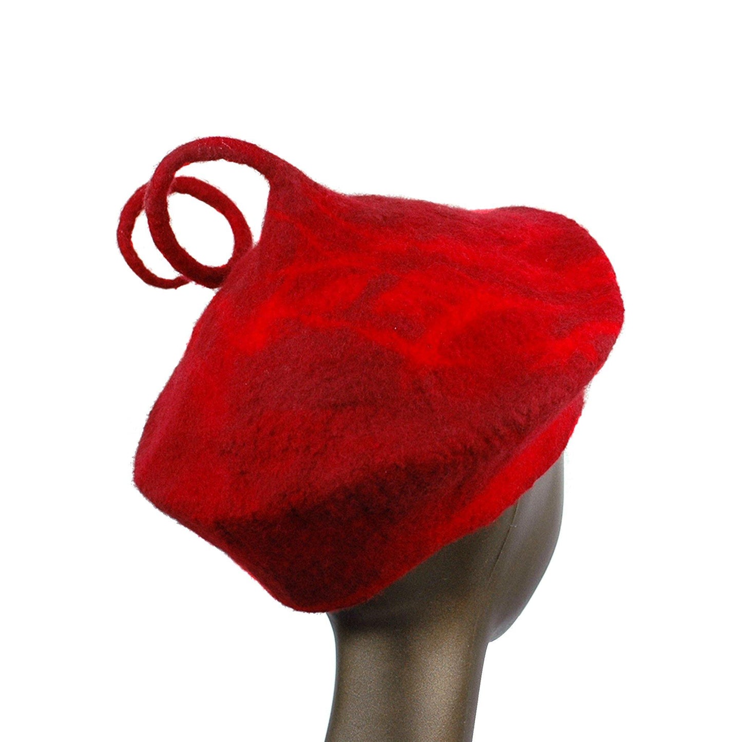 Custom Red Beret with Medium Curlicue - back view