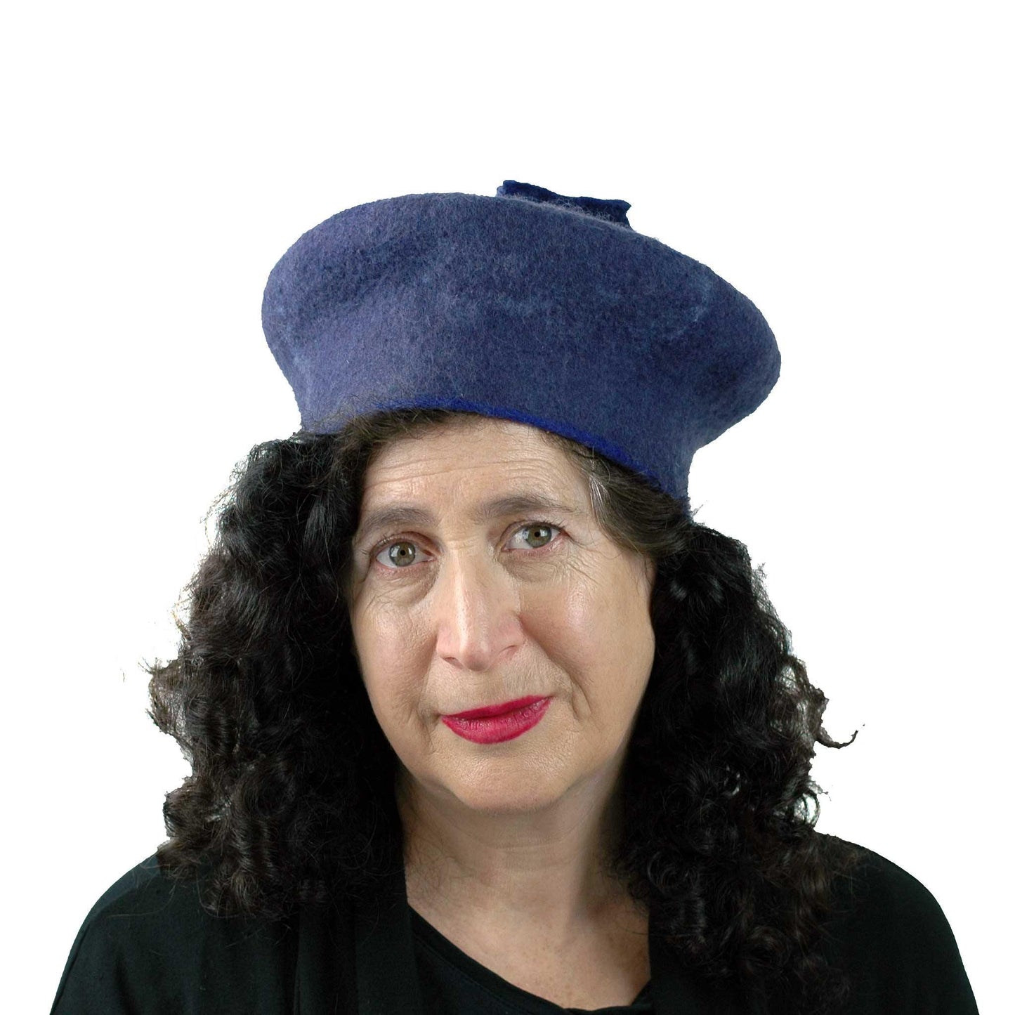 Felted Blueberry Beret - front view