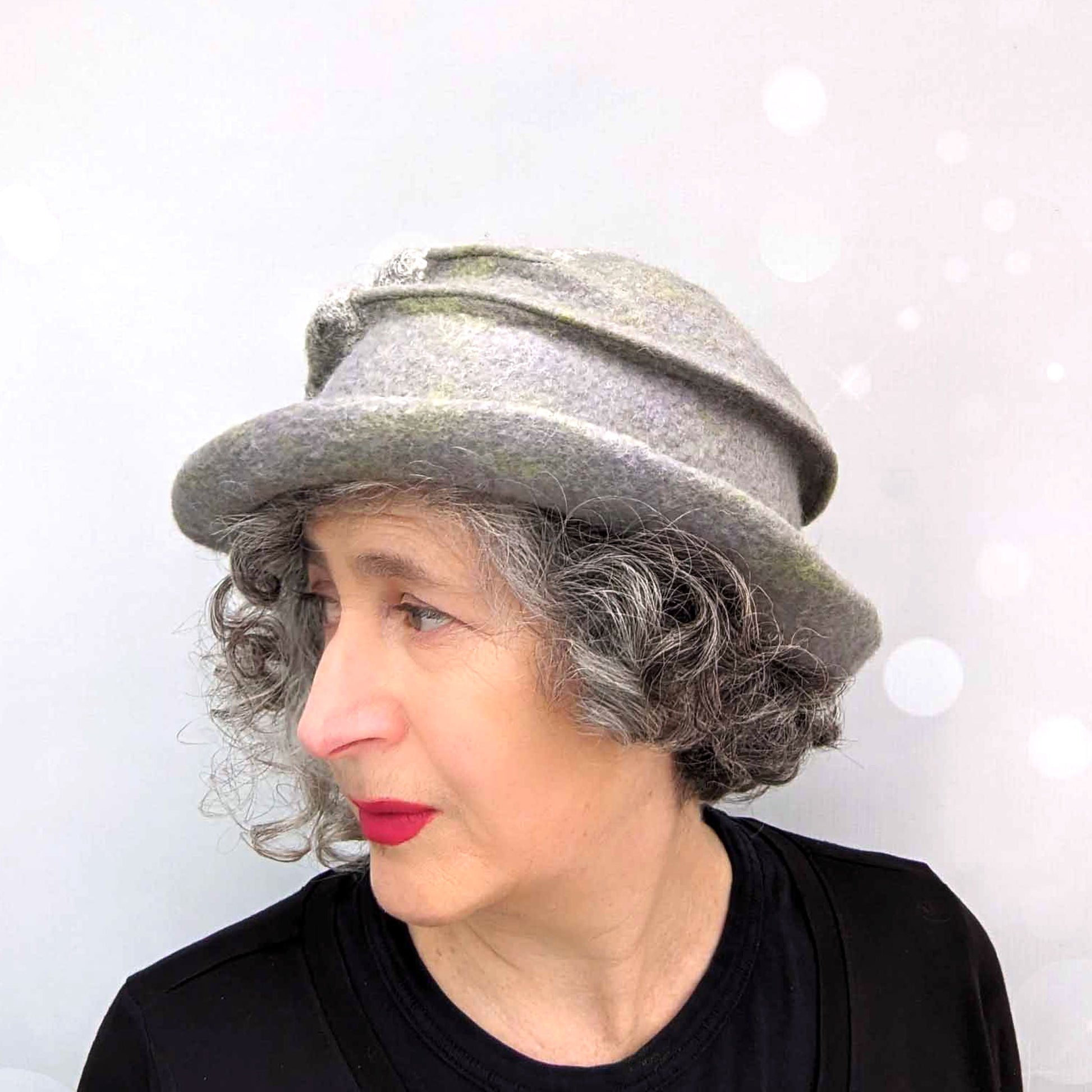 Felted Fedora Inspired by the Stone Walls of Ireland - sideview