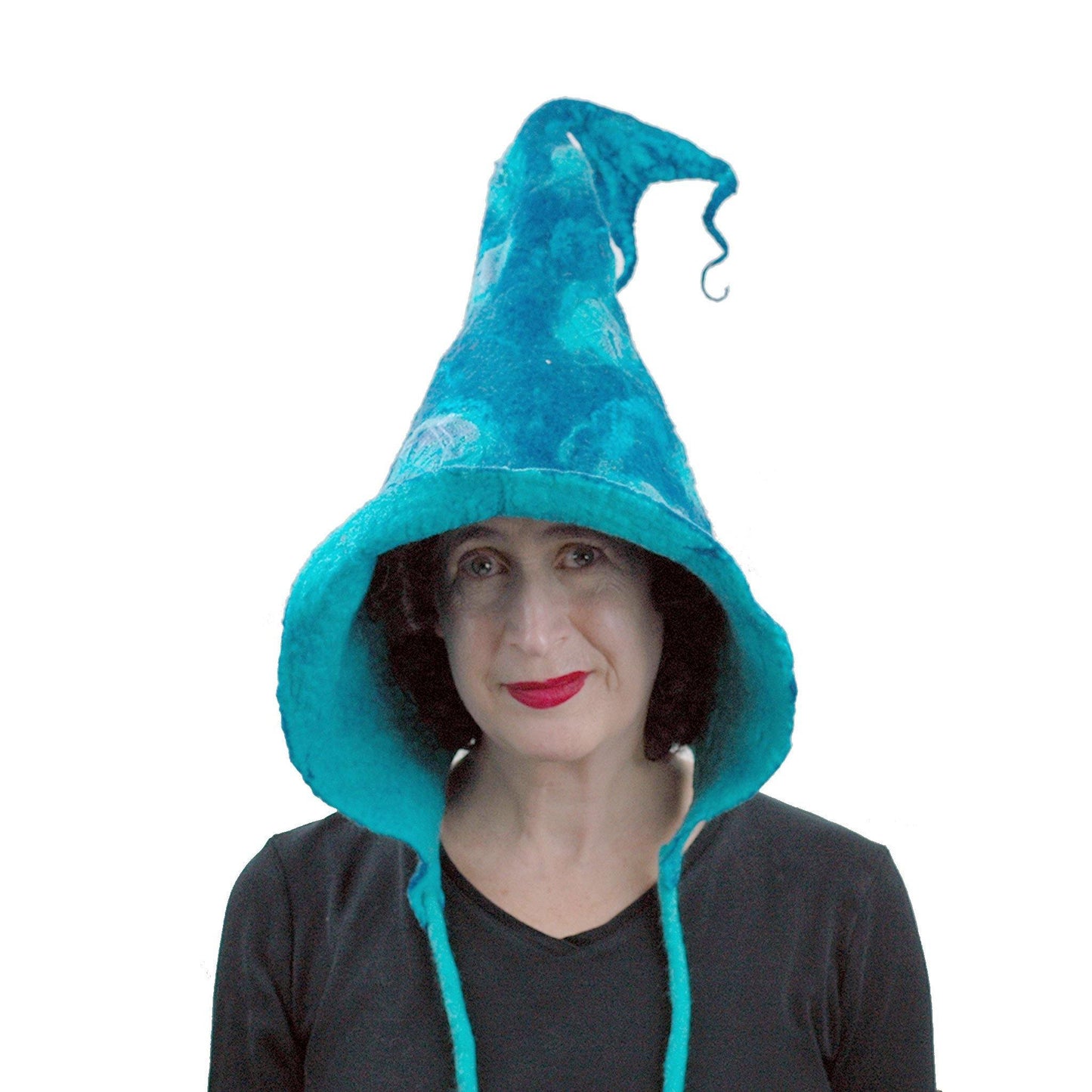 Felted Mermaid Hood in Blue - front view