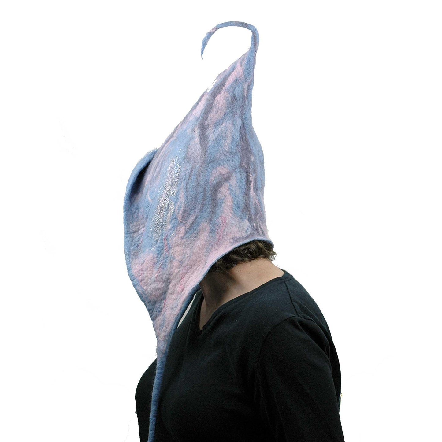 Felted Pixie Hood in Soft Colors - back view