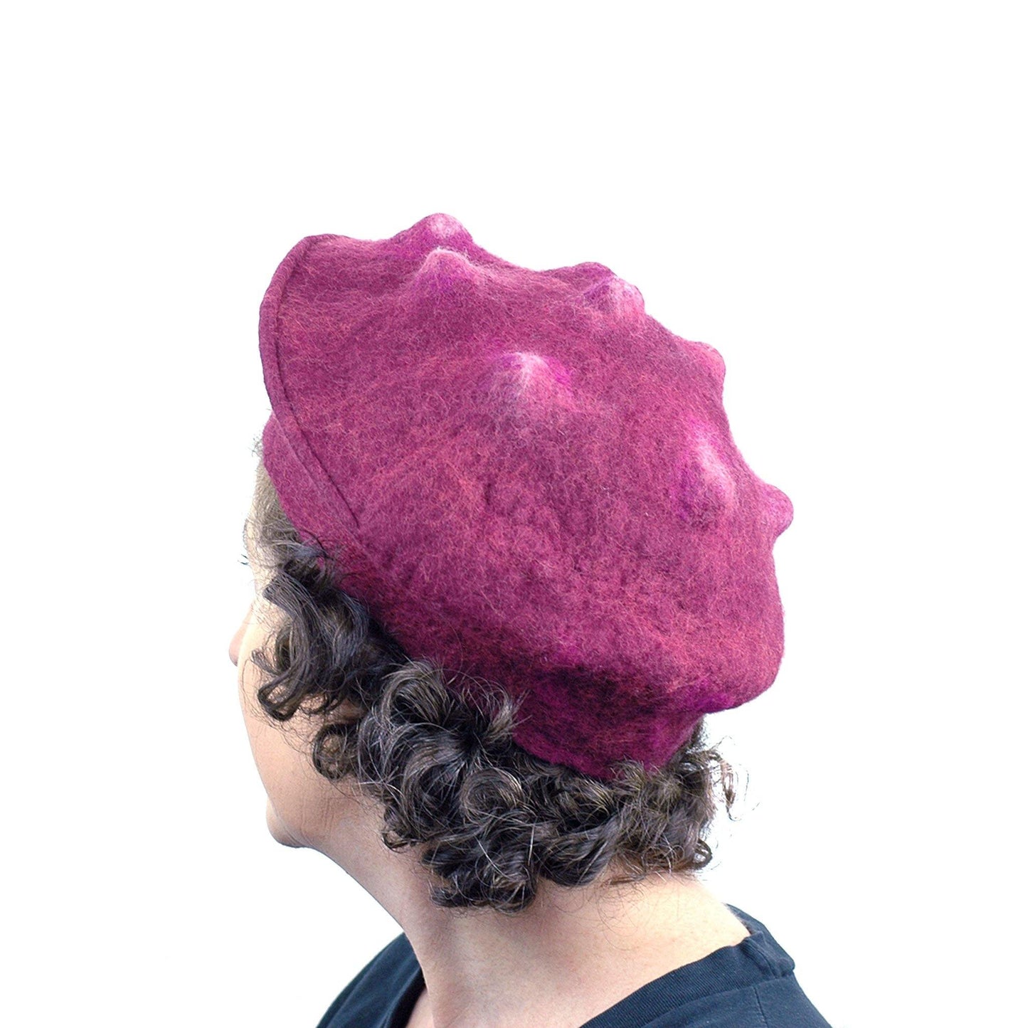 Felted Raspberry Beret - back view