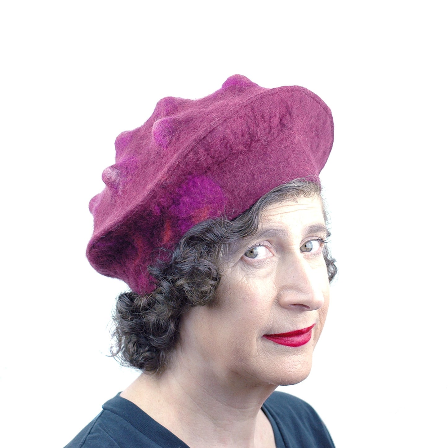 ~ Adopted ~ Felted Raspberry Beret