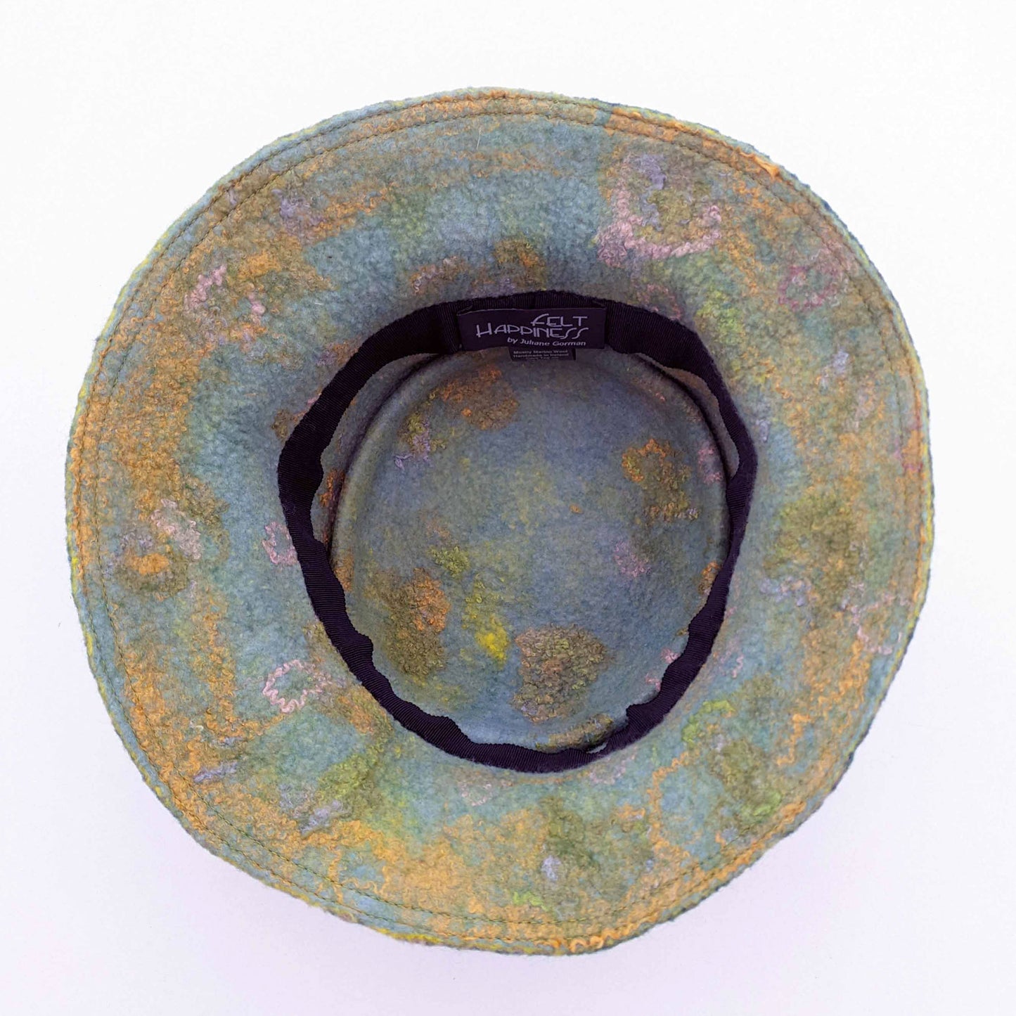 Felted Telescope Bucket Hat in Blue-Green - insideview