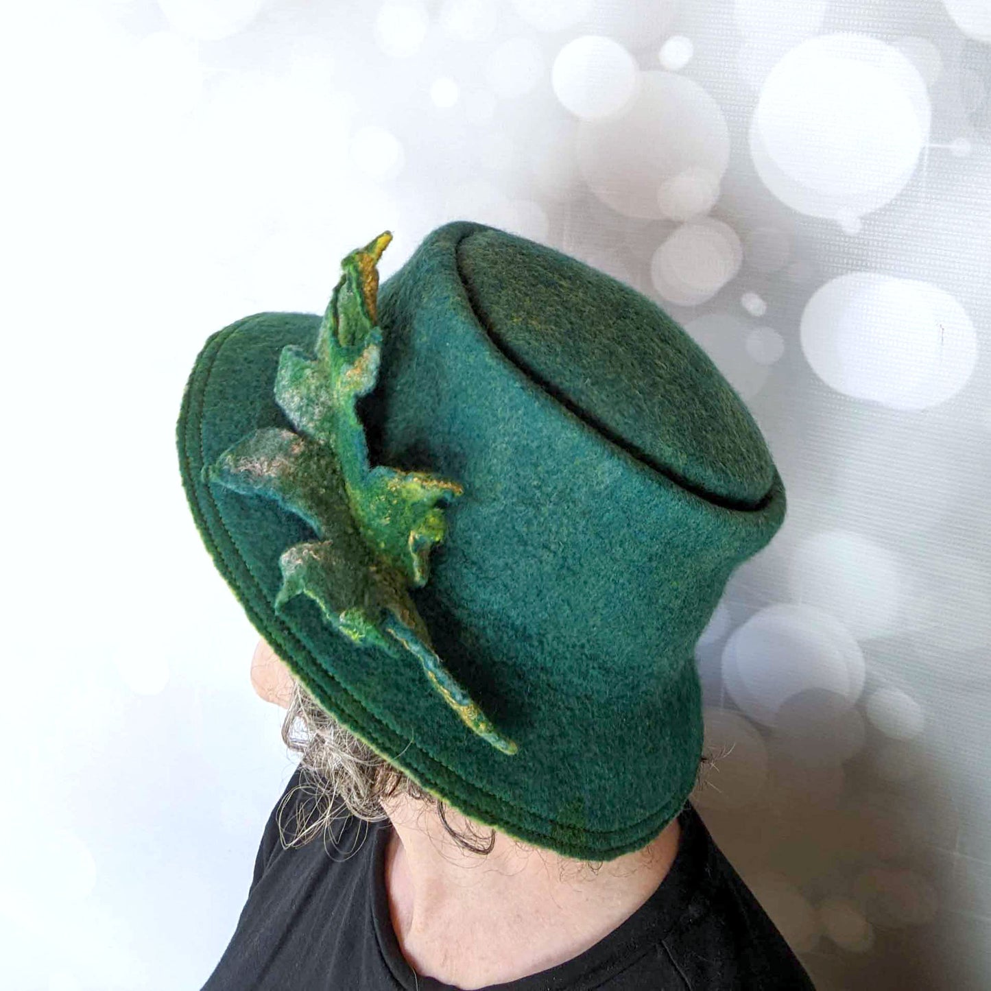 Felted Telescope Bucket Hat in Blue-Green - sideview