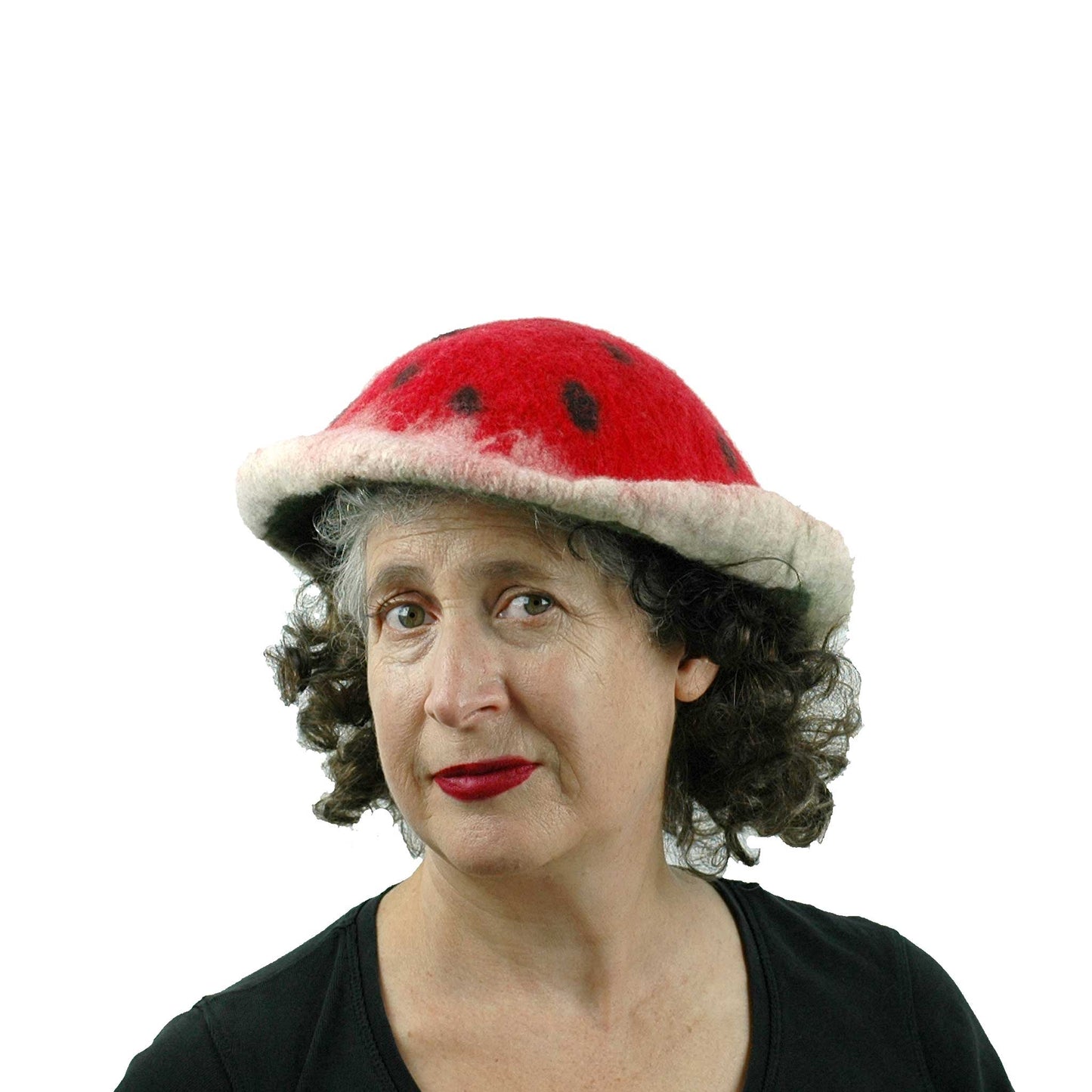 Felted Watermelon Saucer Style Hat - front view
