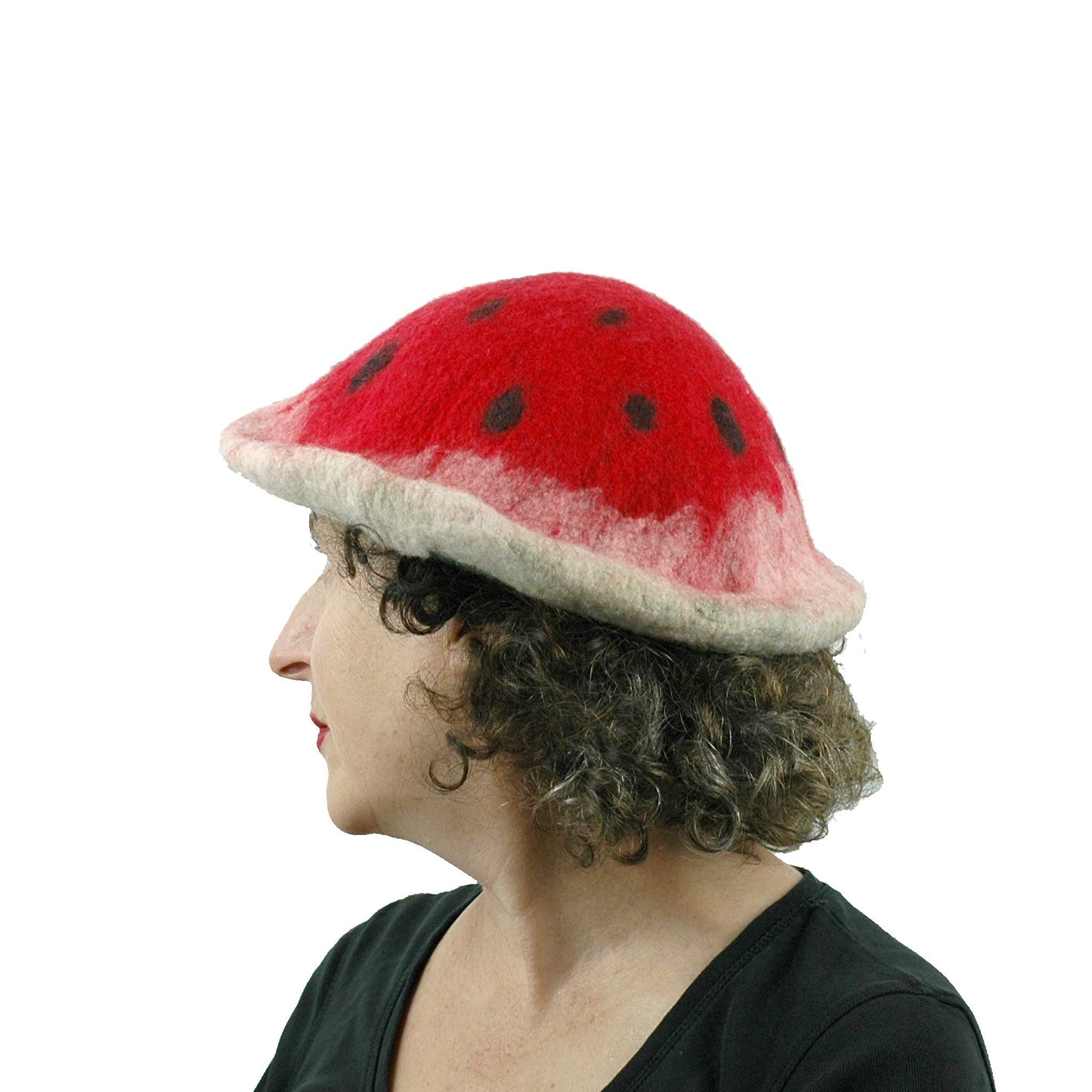 Felted Watermelon Saucer Style Hat - side view