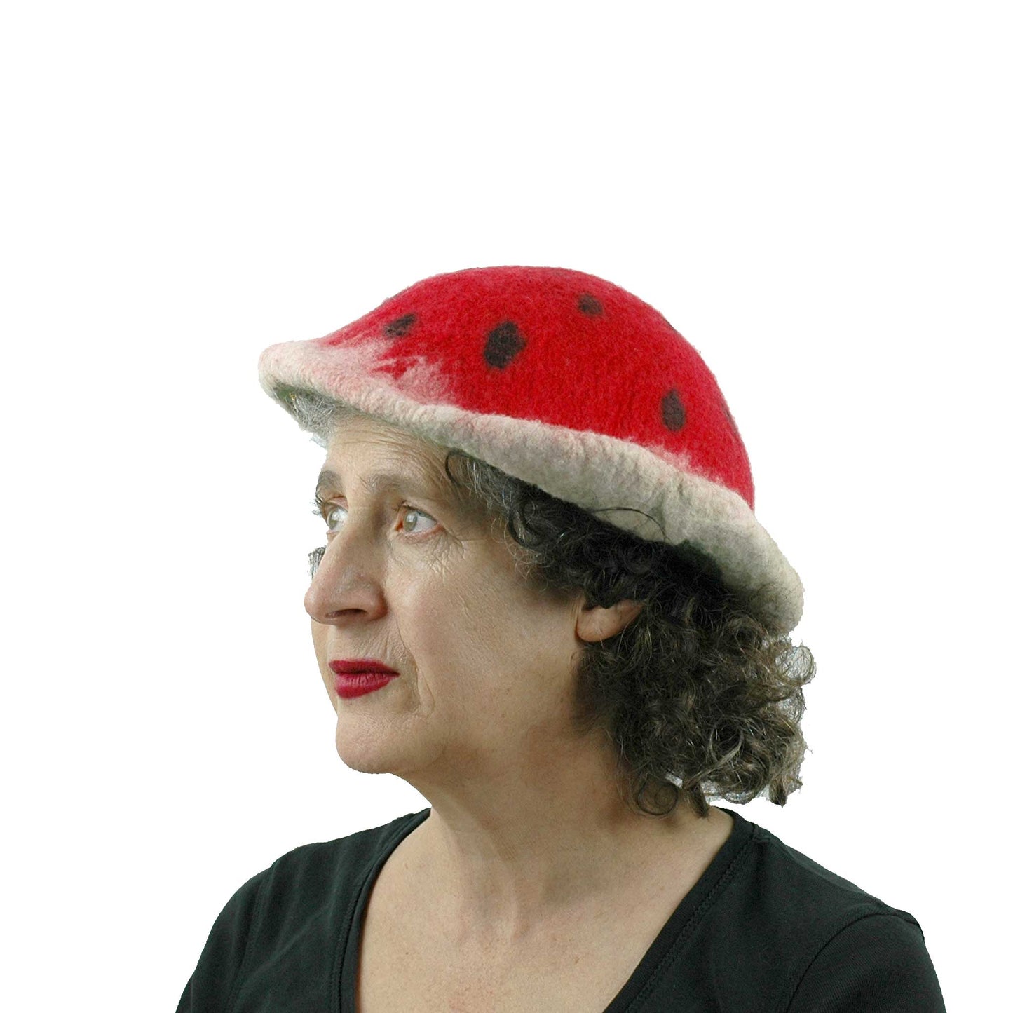 Felted Watermelon Saucer Style Hat - threequarters view