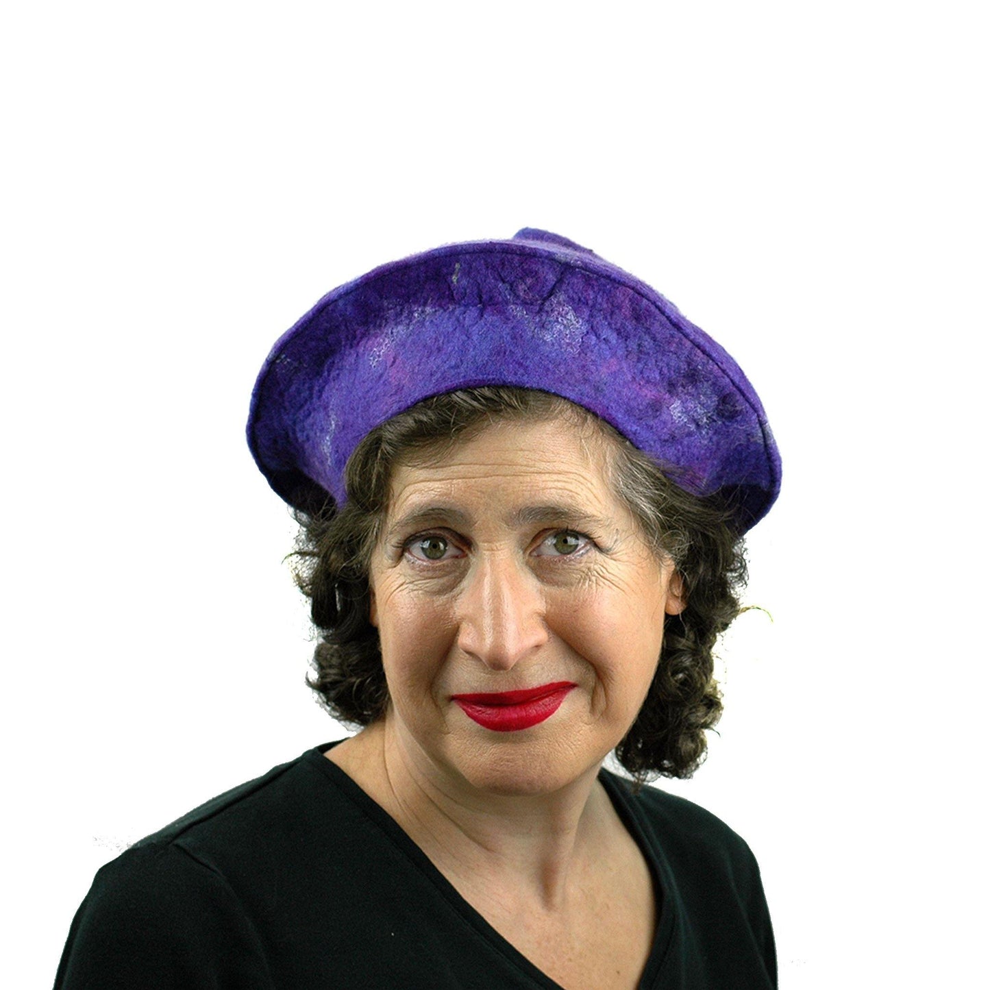 Fishtail Inspired Purple Beret - front view