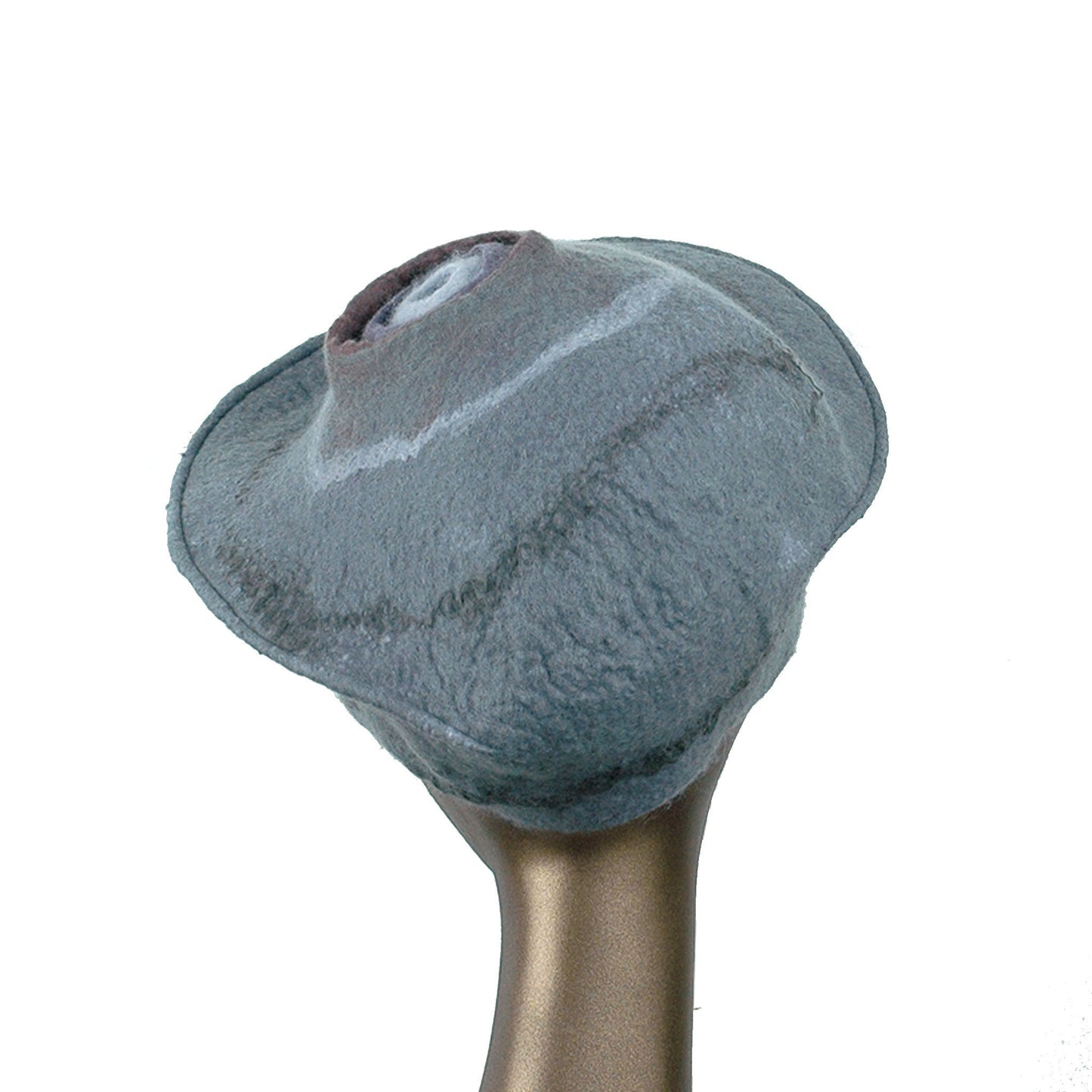 ~ Adopted ~ Gray Felted Beret with Crater on Top