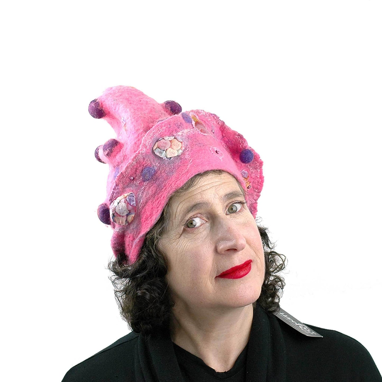 Hot Pink Conversation Hearts Hat - threequarters view