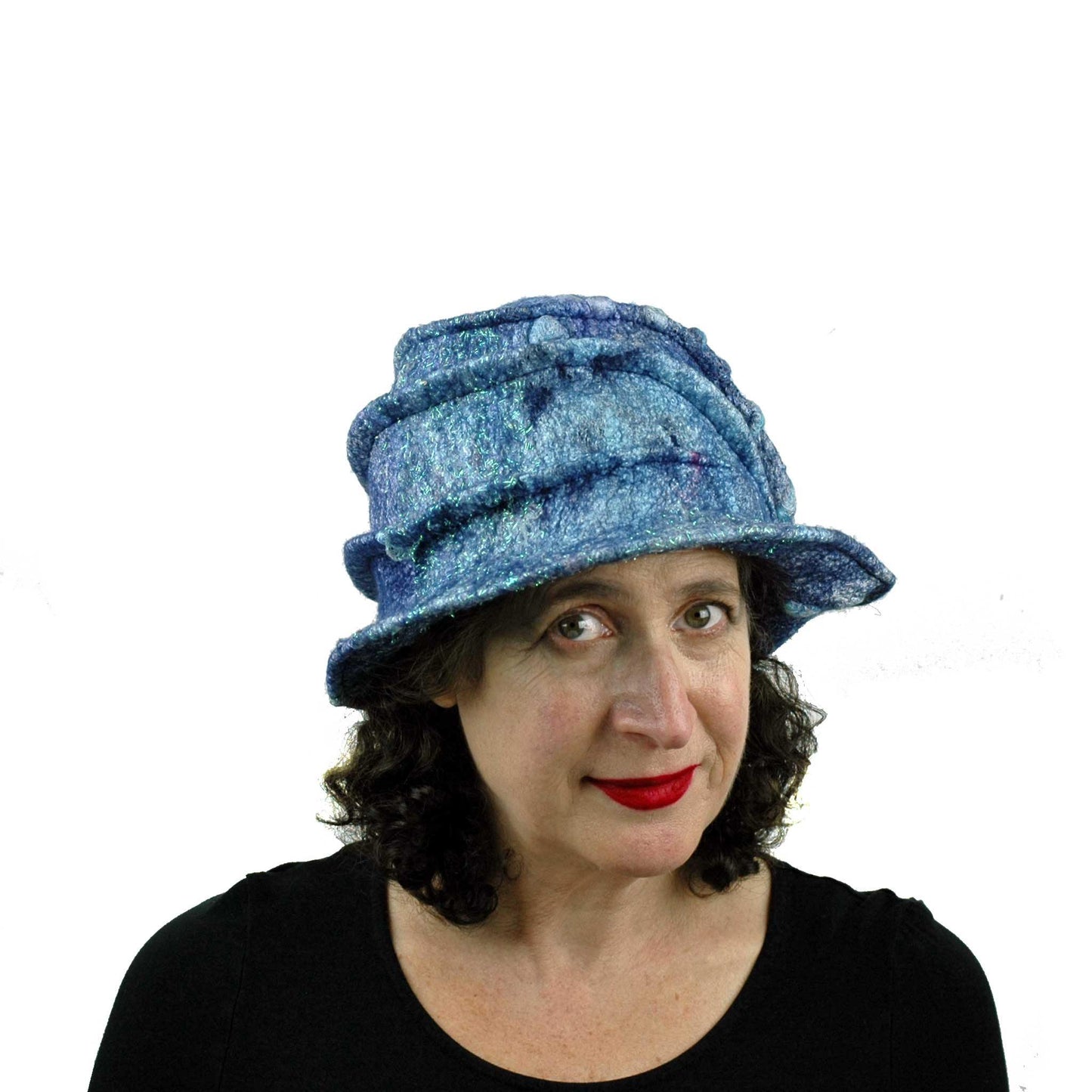 Iridescent Blue Violet Bucket Hat - three quarters view