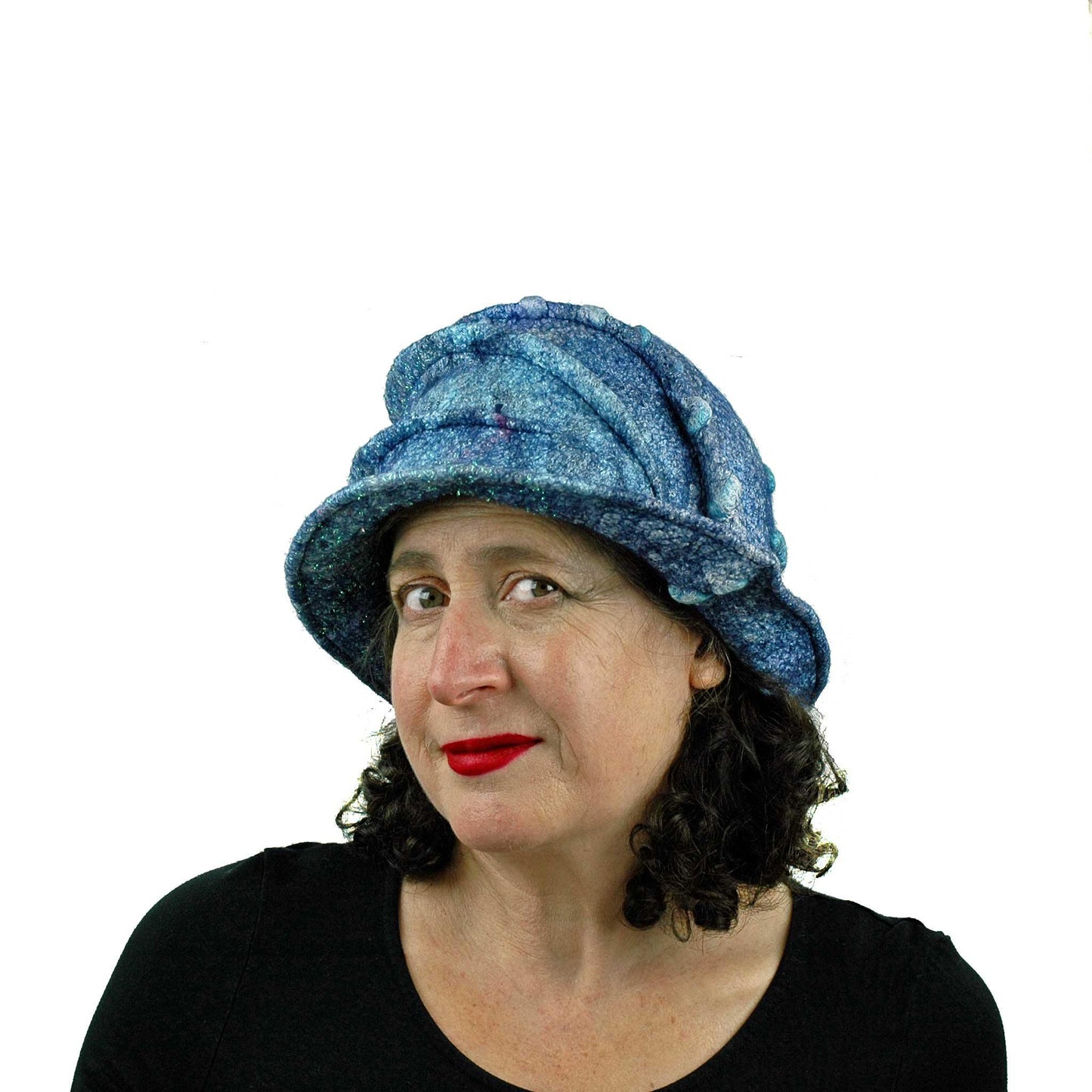 Iridescent Blue Violet Bucket Hat - three quarters view