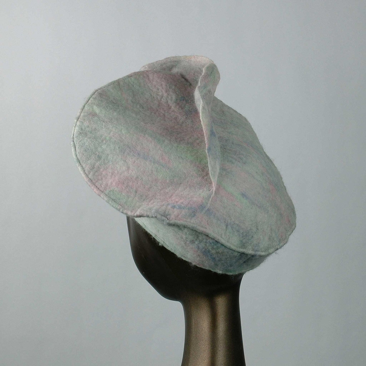 Iridescent White Ruffle Beret - backview