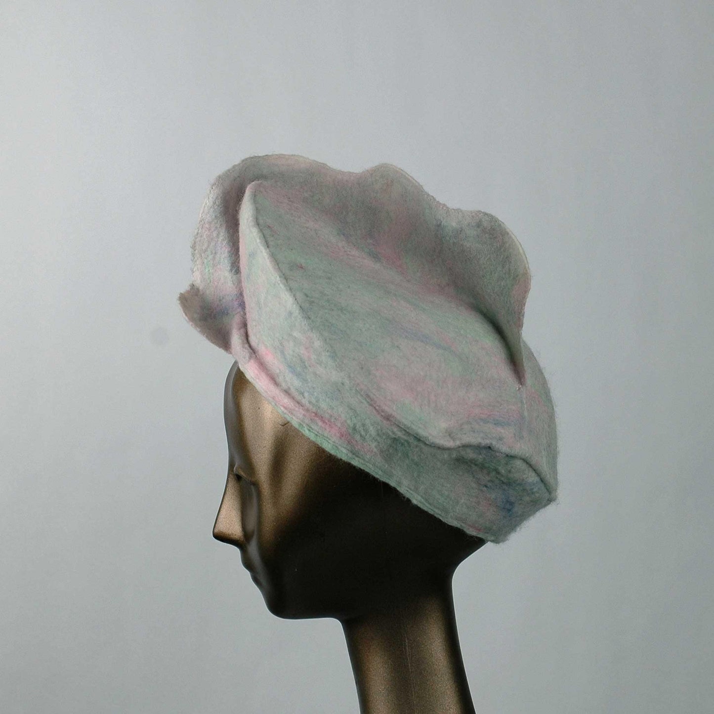 Iridescent White Ruffle Beret - sideview