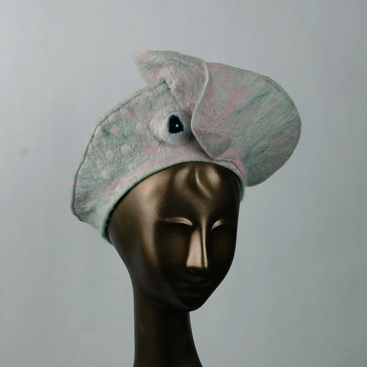 Iridescent White Ruffle Beret - threequartersview
