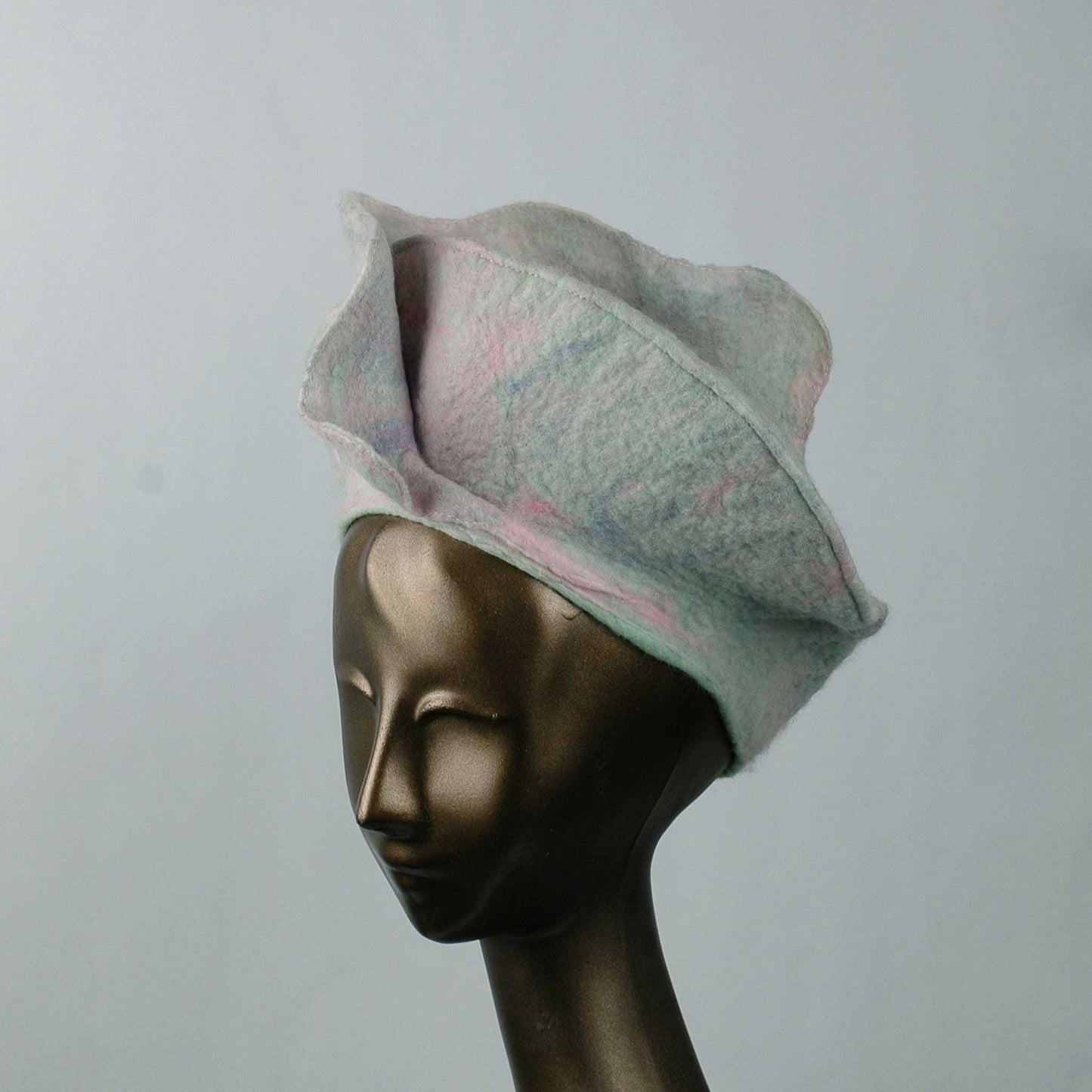 Iridescent White Ruffle Beret - threequartersview