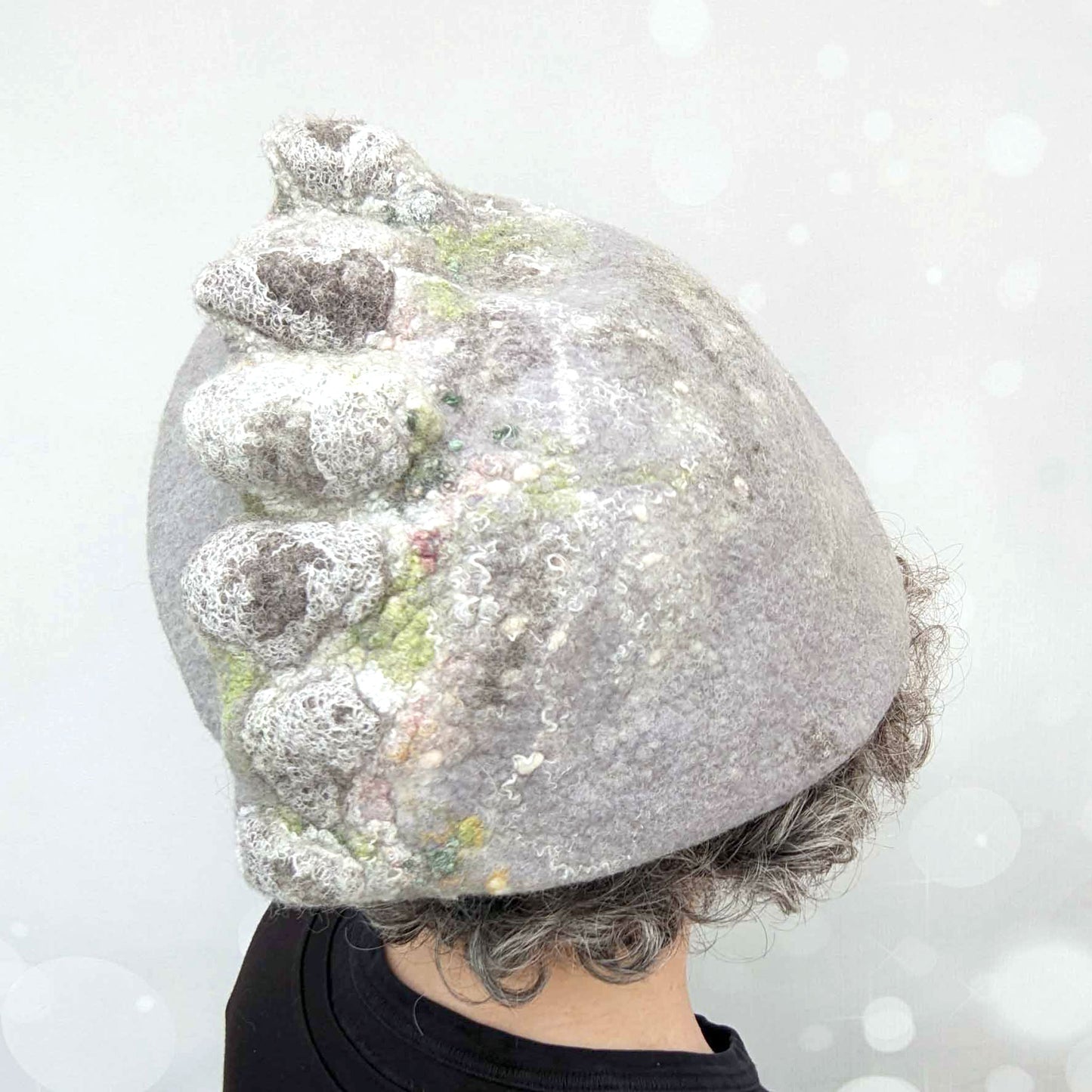 Irish Stone Wall Felted Beret - backview