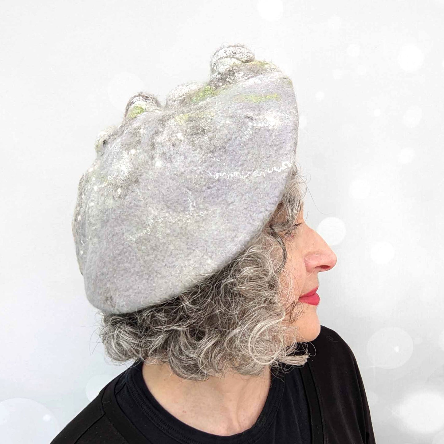 Irish Stone Wall Felted Beret - sideview