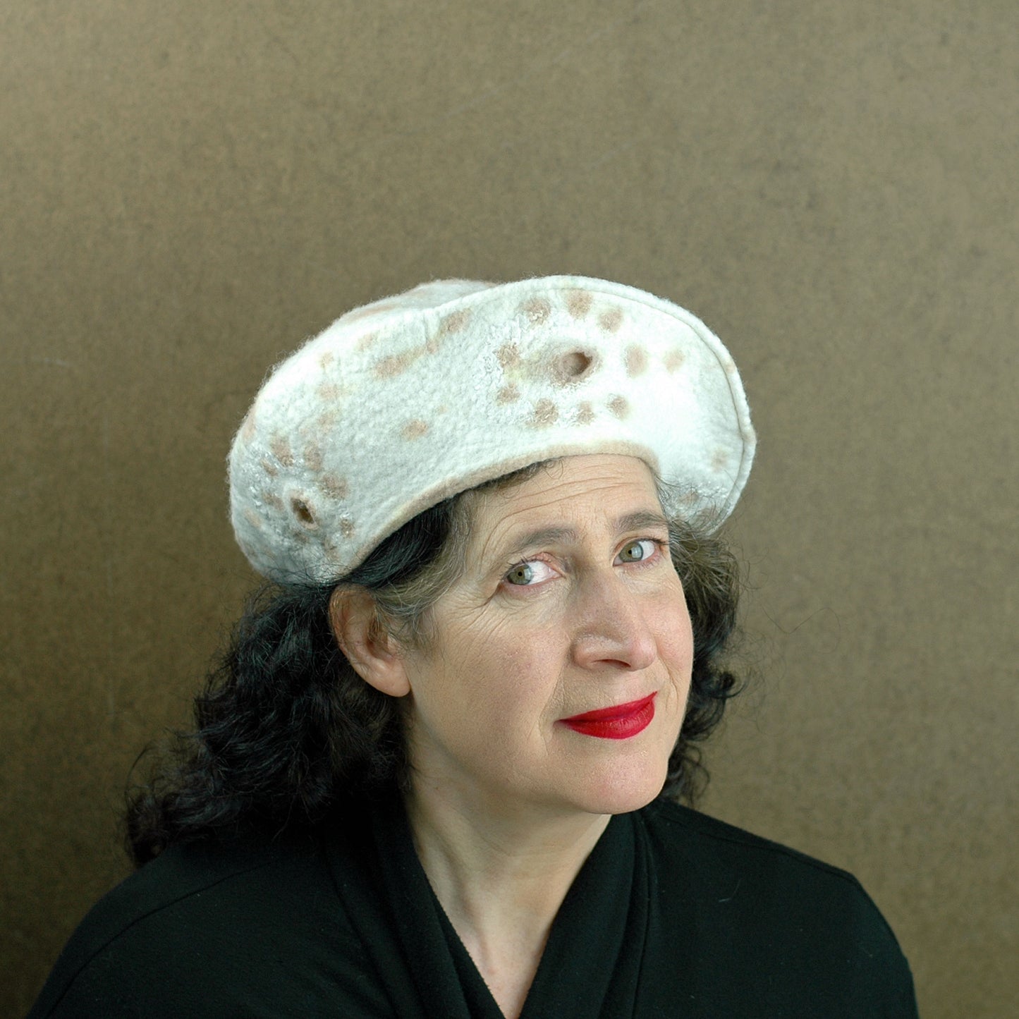 Ivory Cheetah Beret - front view