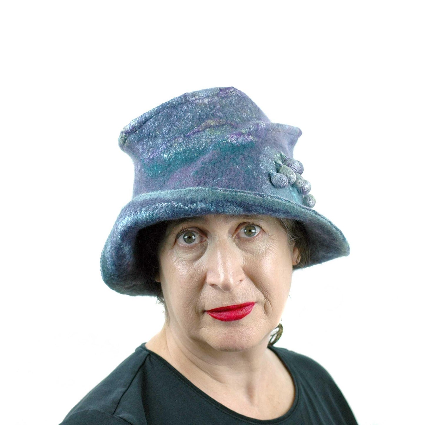 Jewel Toned Blue and Purple Bucket Hat - front view