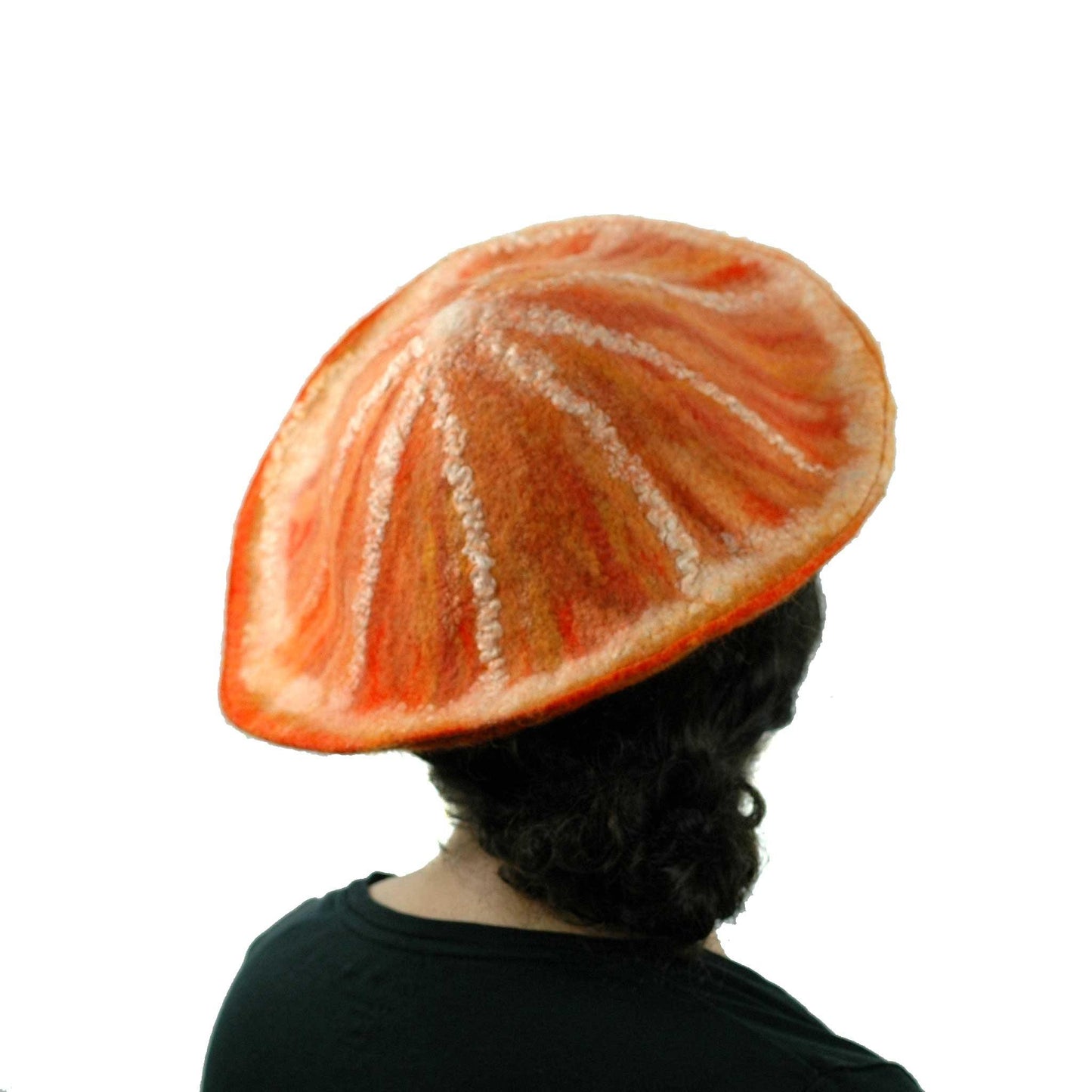 Kawaii Orange Slice Felted Beret - back view